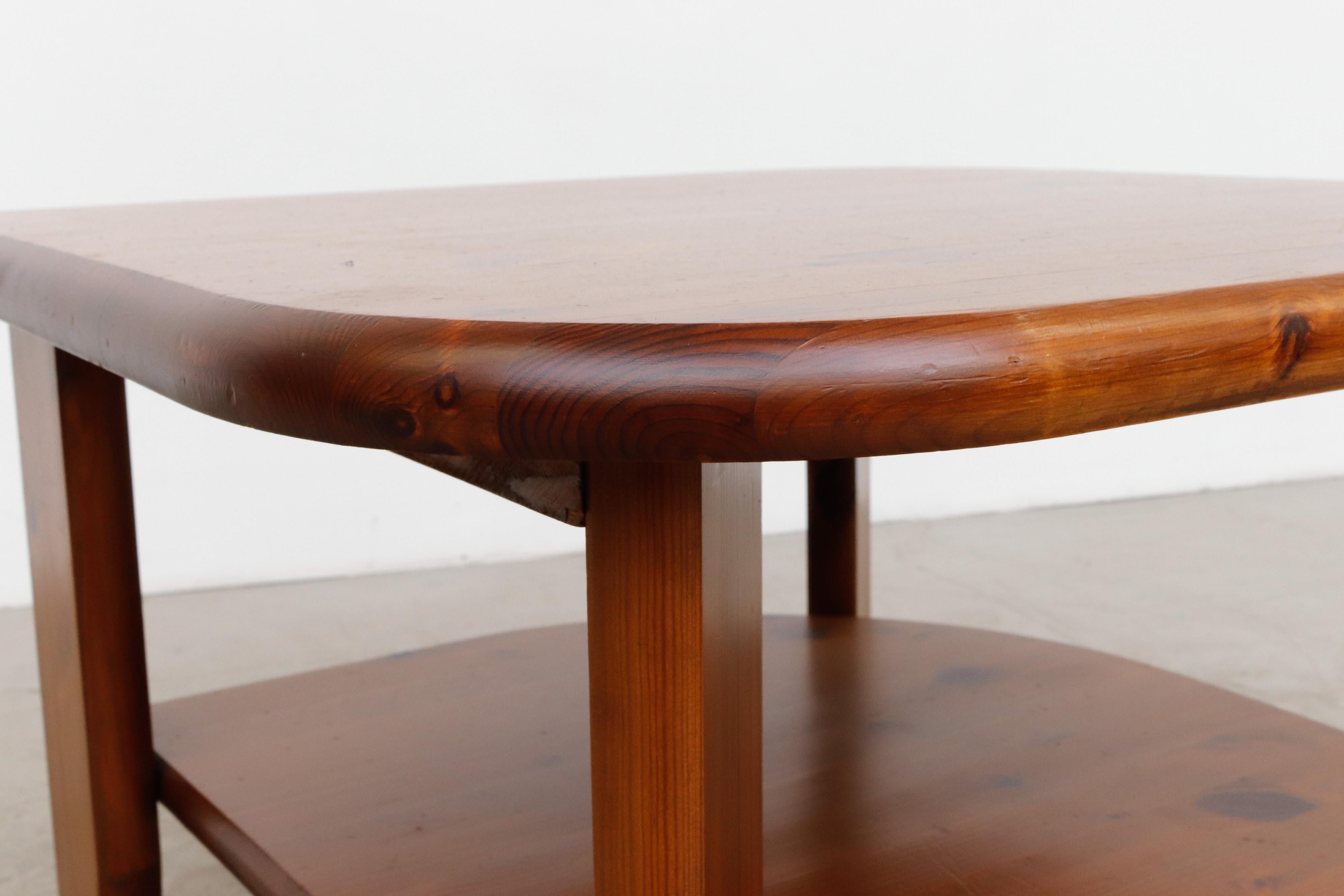 Rainer Daumiller Attributed Dark Pine Asymmetric Two Tiered Side Table 4