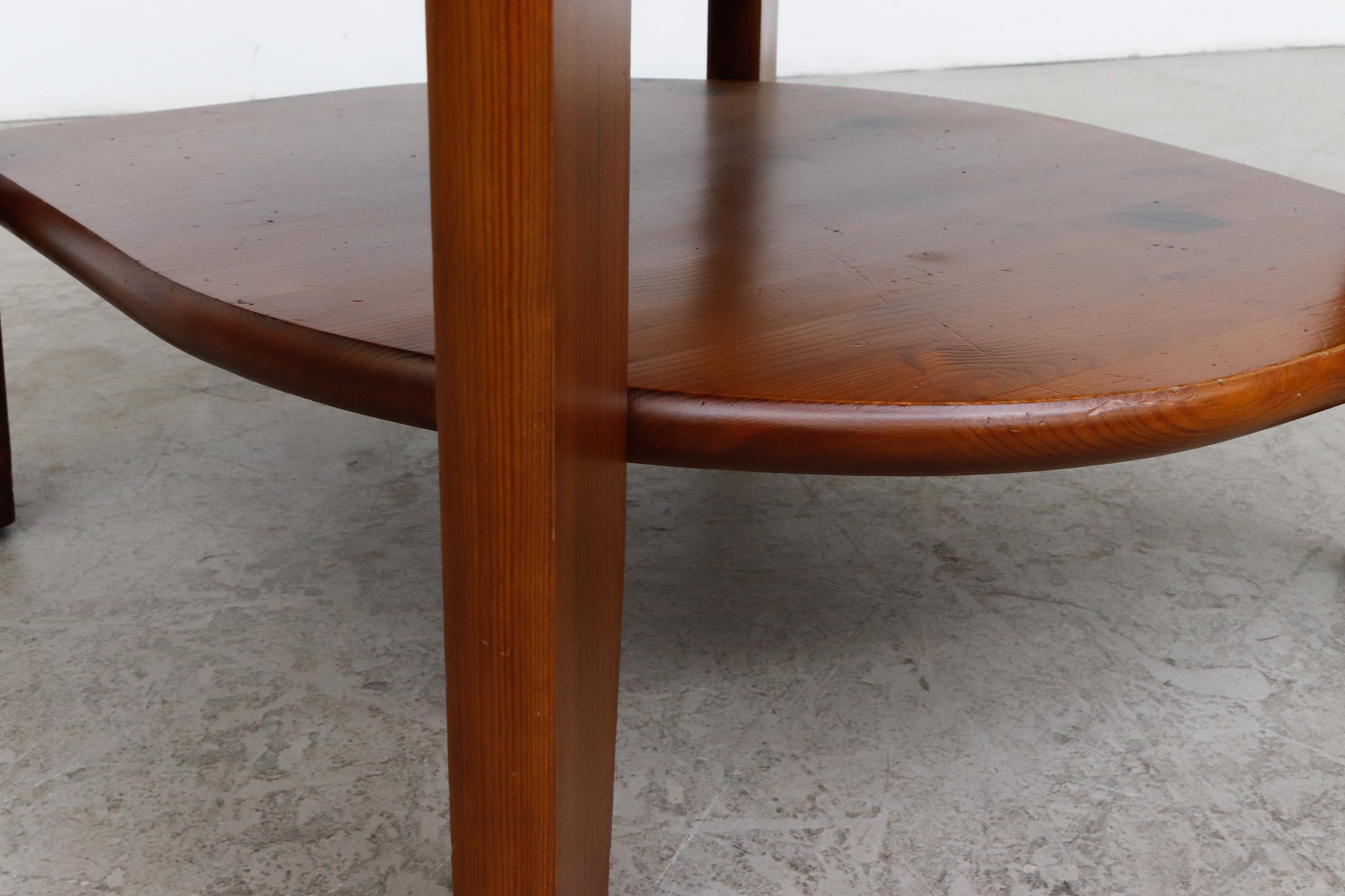 Rainer Daumiller Attributed Dark Pine Asymmetric Two Tiered Side Table 5