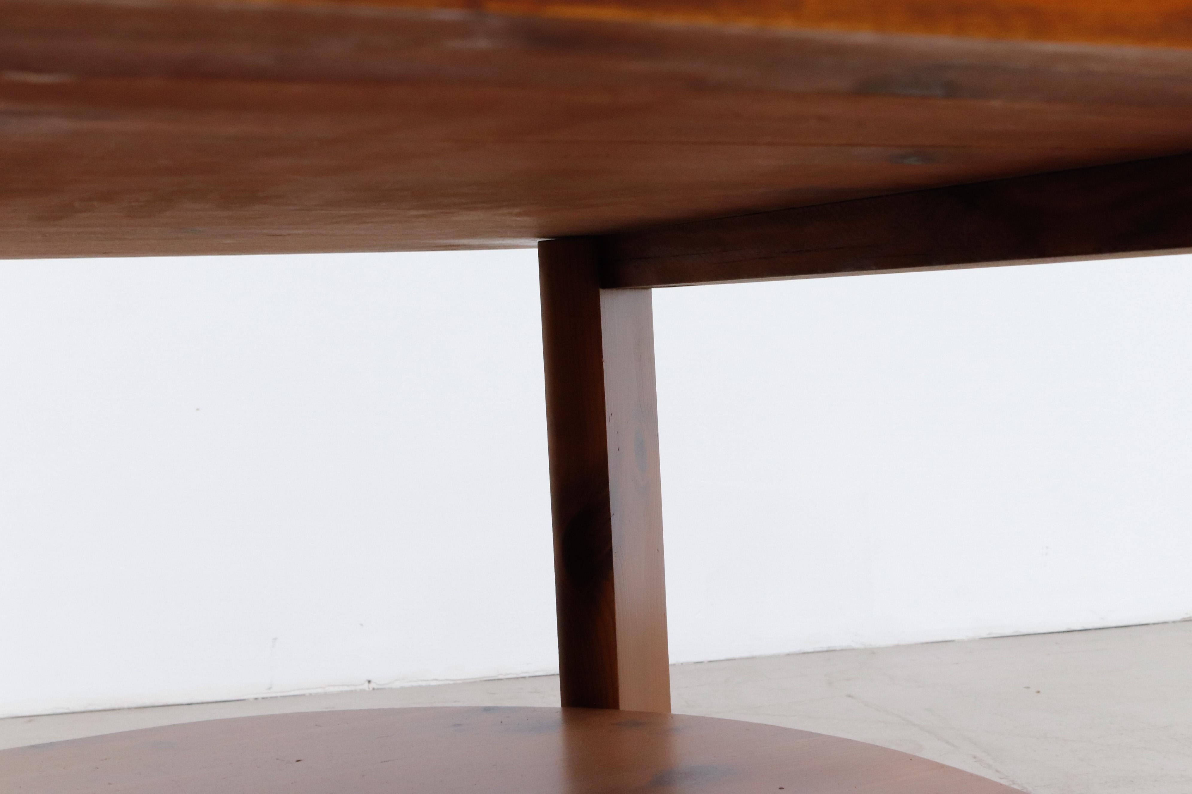 Rainer Daumiller Attributed Dark Pine Asymmetric Two Tiered Side Table 7