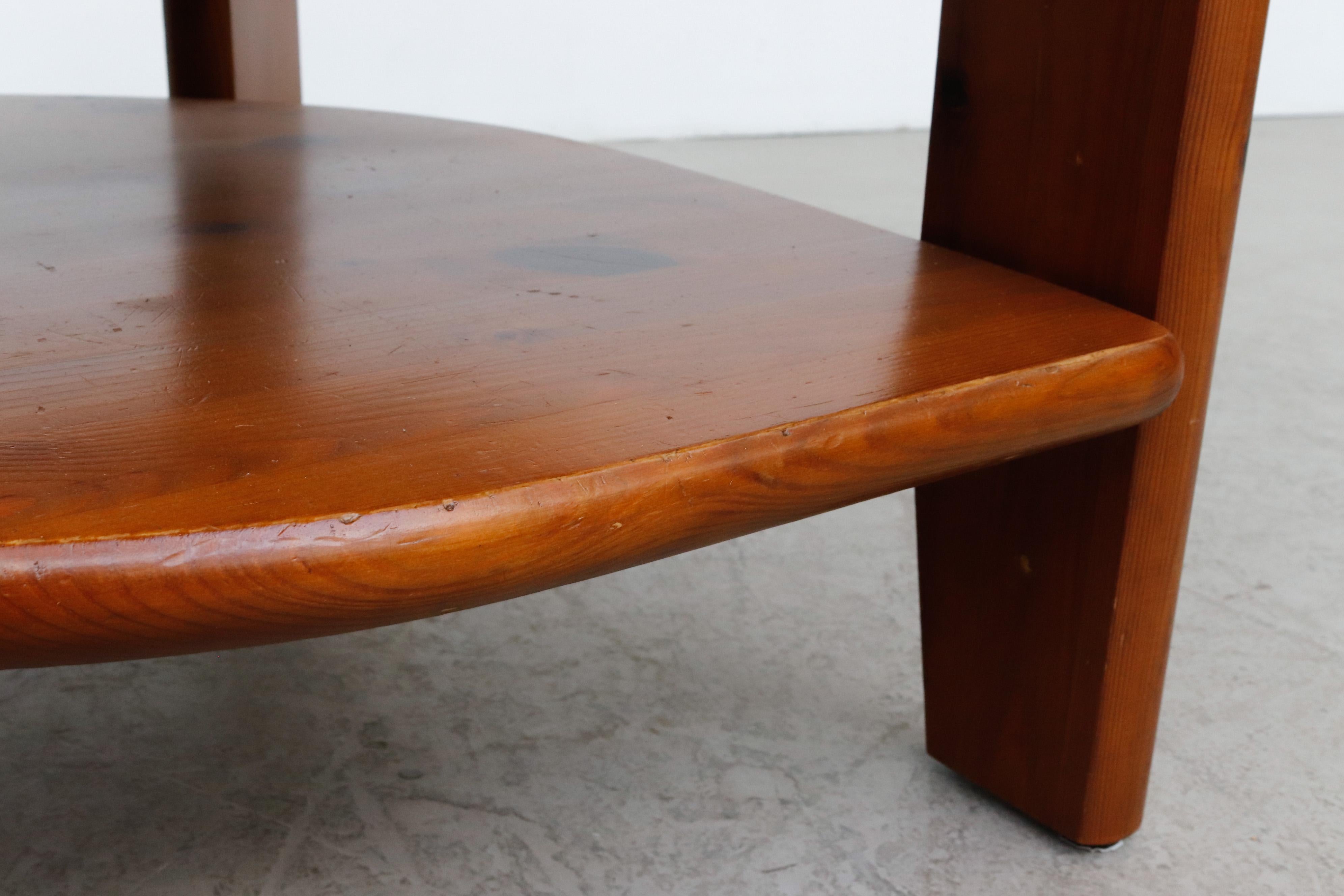 Rainer Daumiller Attributed Dark Pine Asymmetric Two Tiered Side Table 8