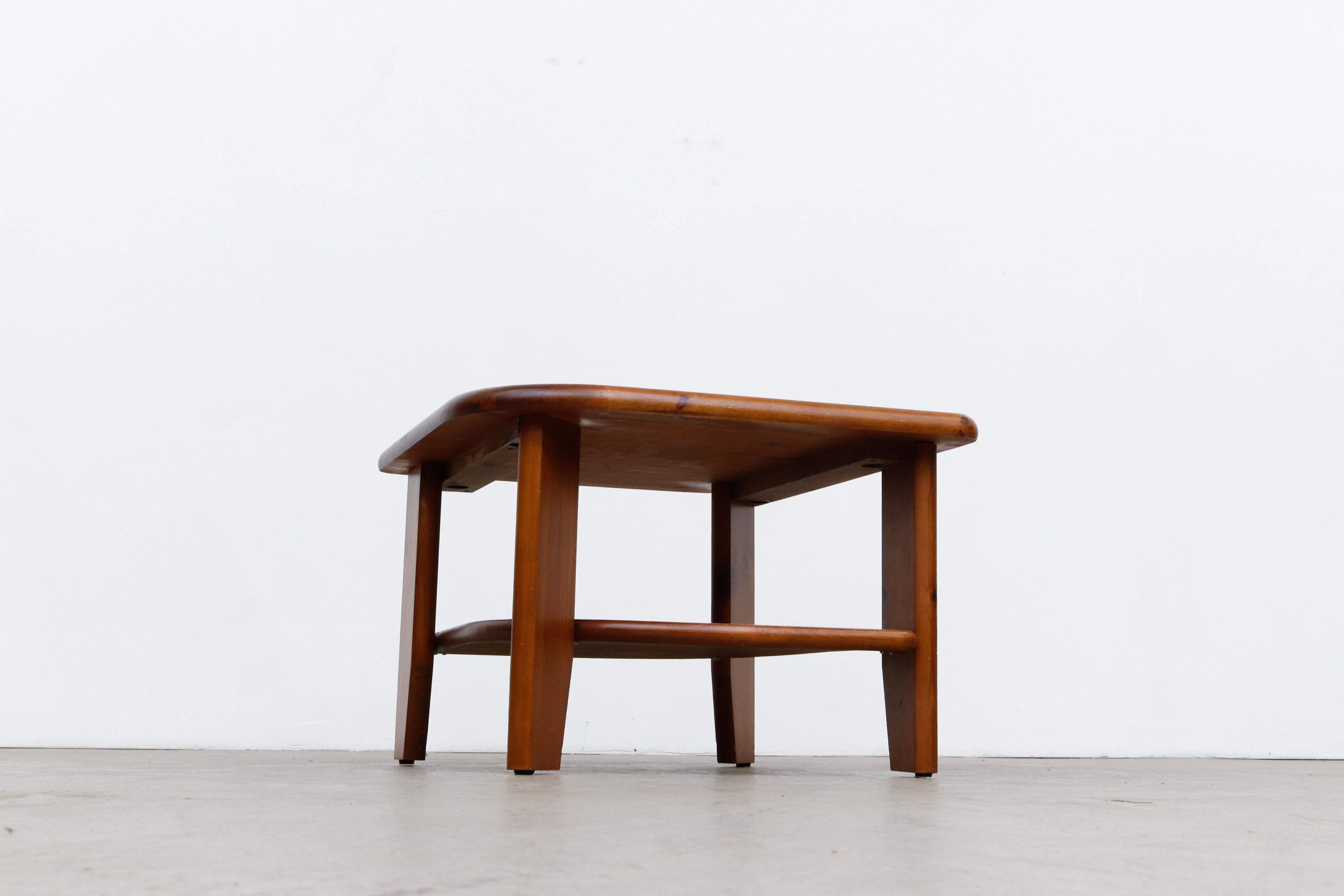 Rainer Daumiller Attributed Dark Pine Asymmetric Two Tiered Side Table 1