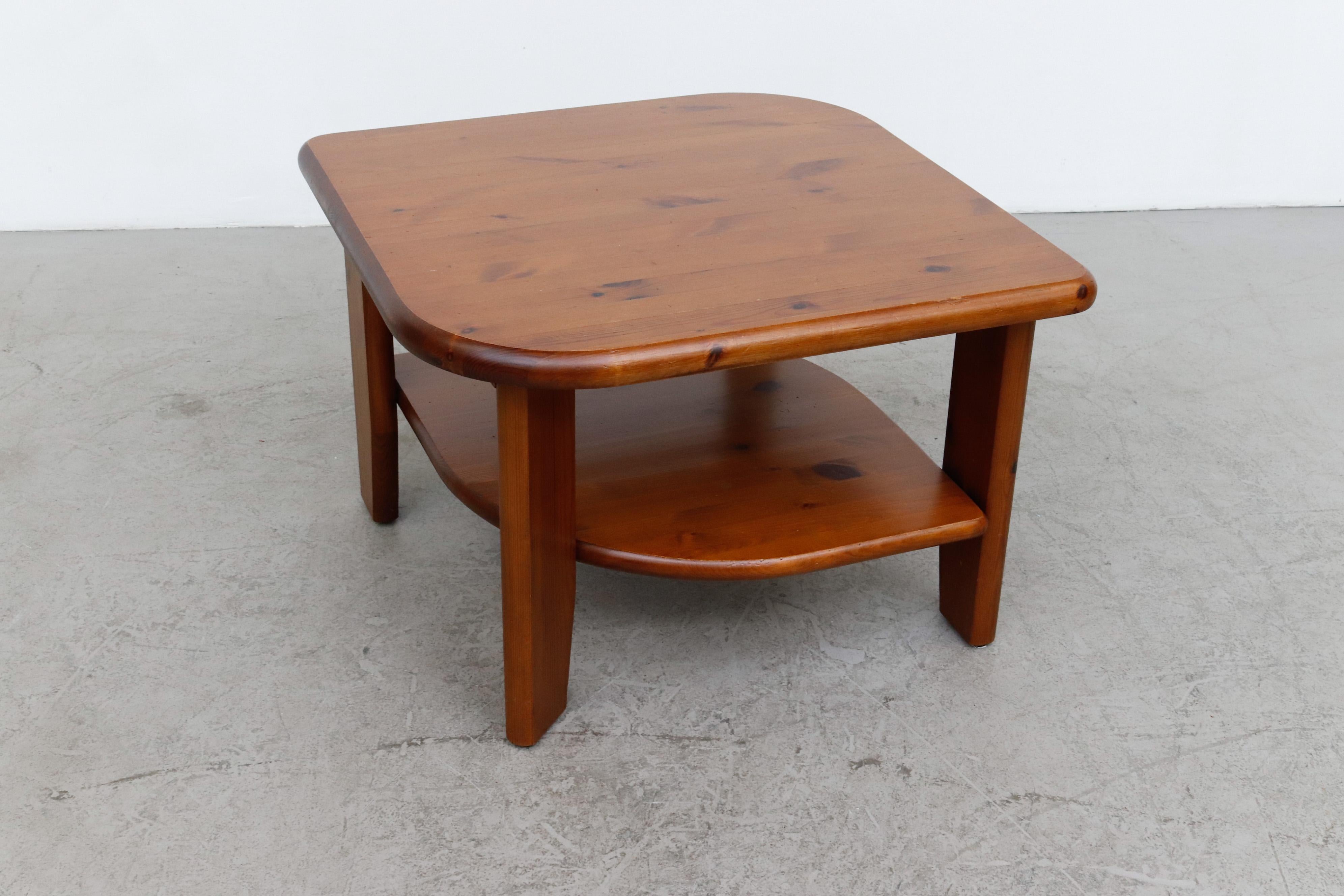 Rainer Daumiller Attributed Dark Pine Asymmetric Two Tiered Side Table 2