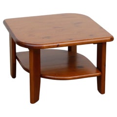 Rainer Daumiller Attributed Dark Pine Asymmetric Two Tiered Side Table