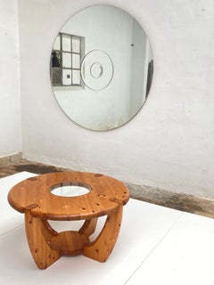Rainer Daumiller Attributed Solid Pine Wood Round "Planter' Coffee Table 1970s