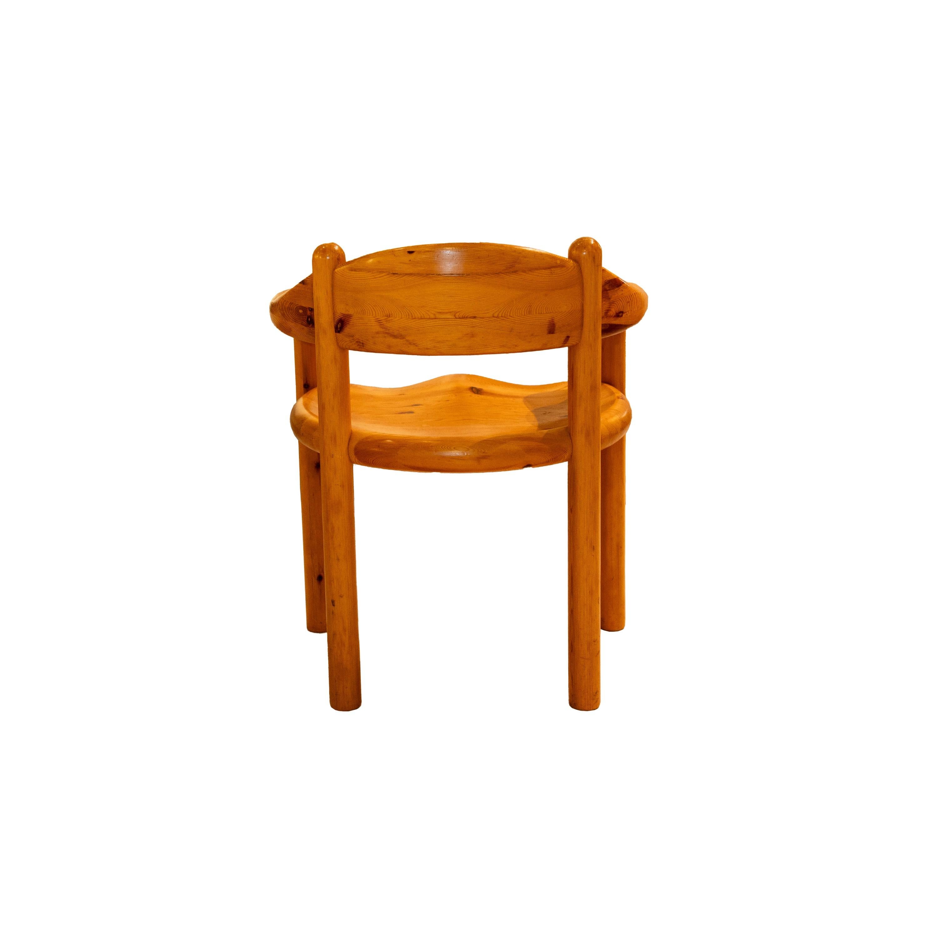 Mid-Century Modern Chaise de salle à manger Rainer Daumiller en pin massif sculpté en vente