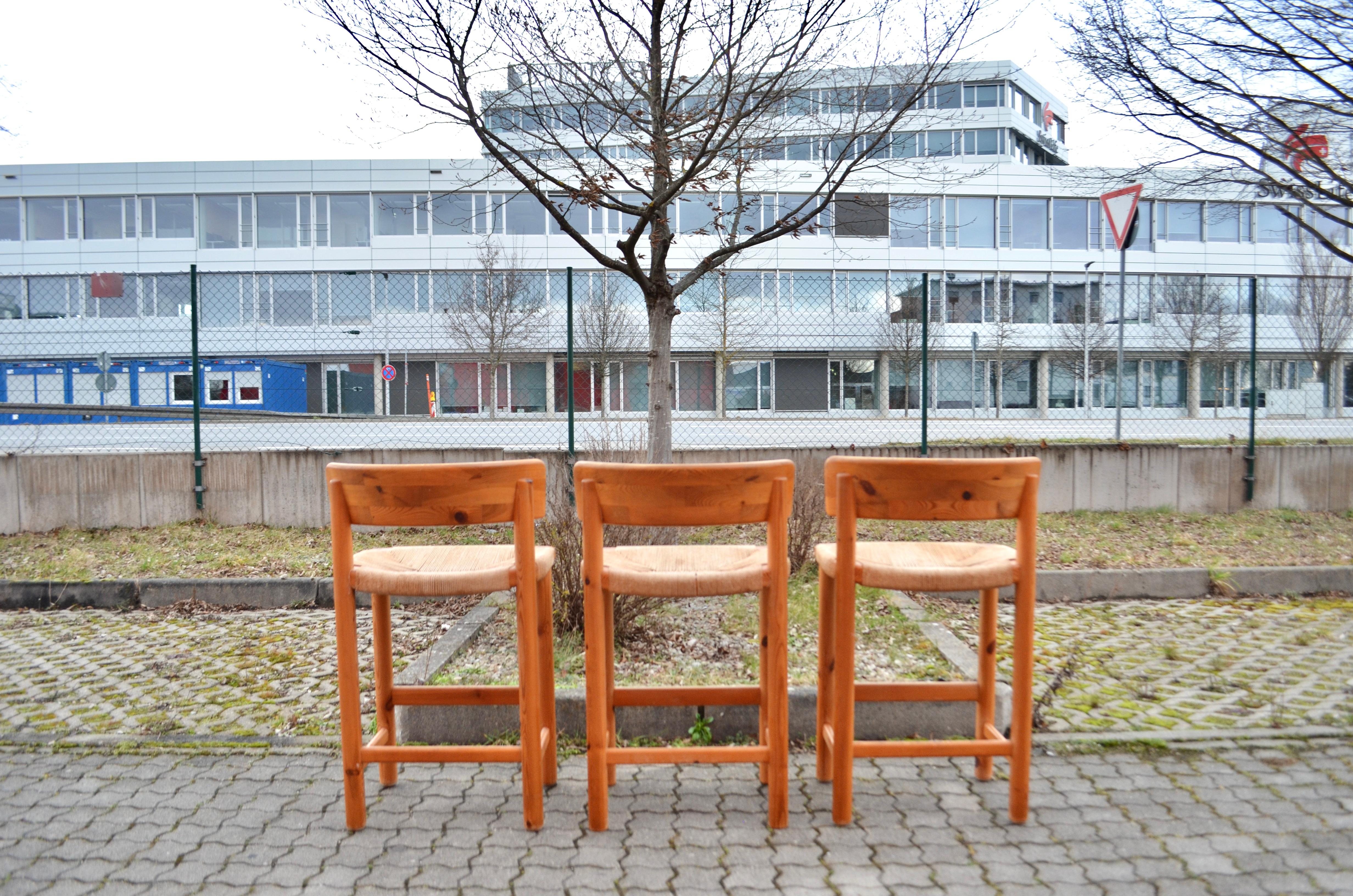 Rainer Daumiller Danish Papercord Bar Stool Chair Scandinavian Pine Set of 3 14