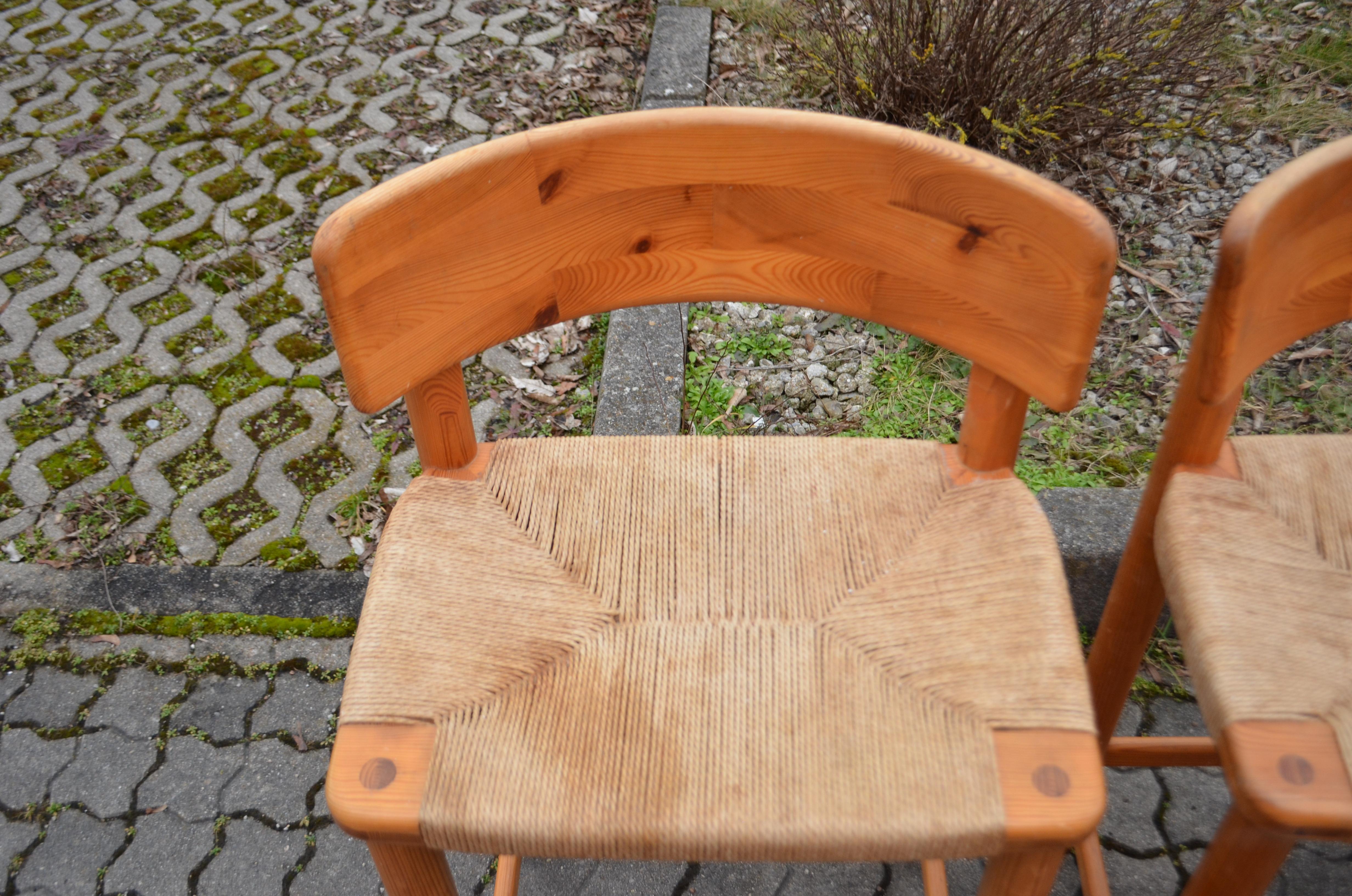 Late 20th Century Rainer Daumiller Danish Papercord Bar Stool Chair Scandinavian Pine Set of 3