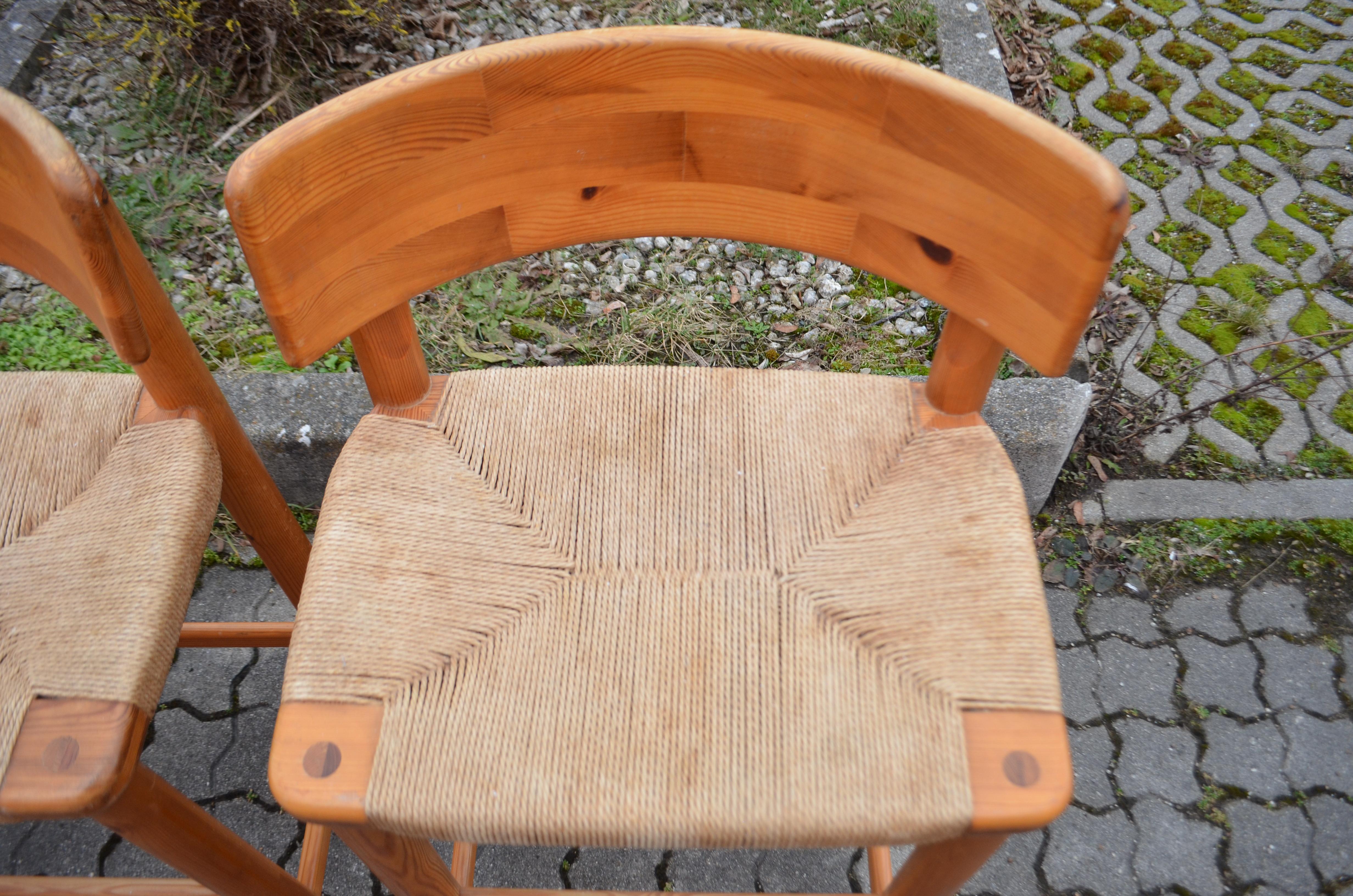 Rainer Daumiller Danish Papercord Bar Stool Chair Scandinavian Pine Set of 3 2