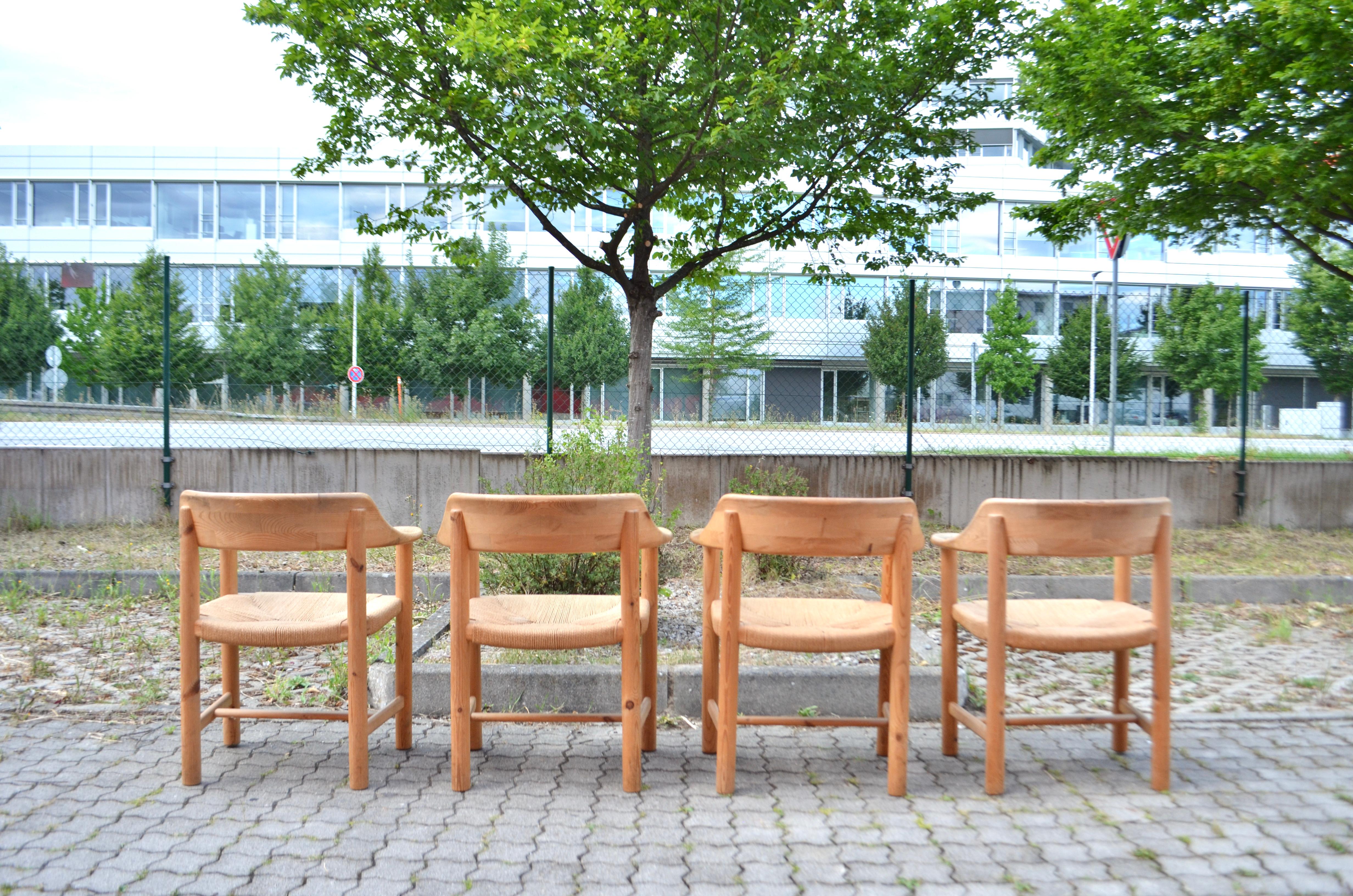 Fin du 20e siècle Rainer Daumiller ensemble de 4 fauteuils de salle à manger danois en pin scandinave avec cordon de serrage en vente