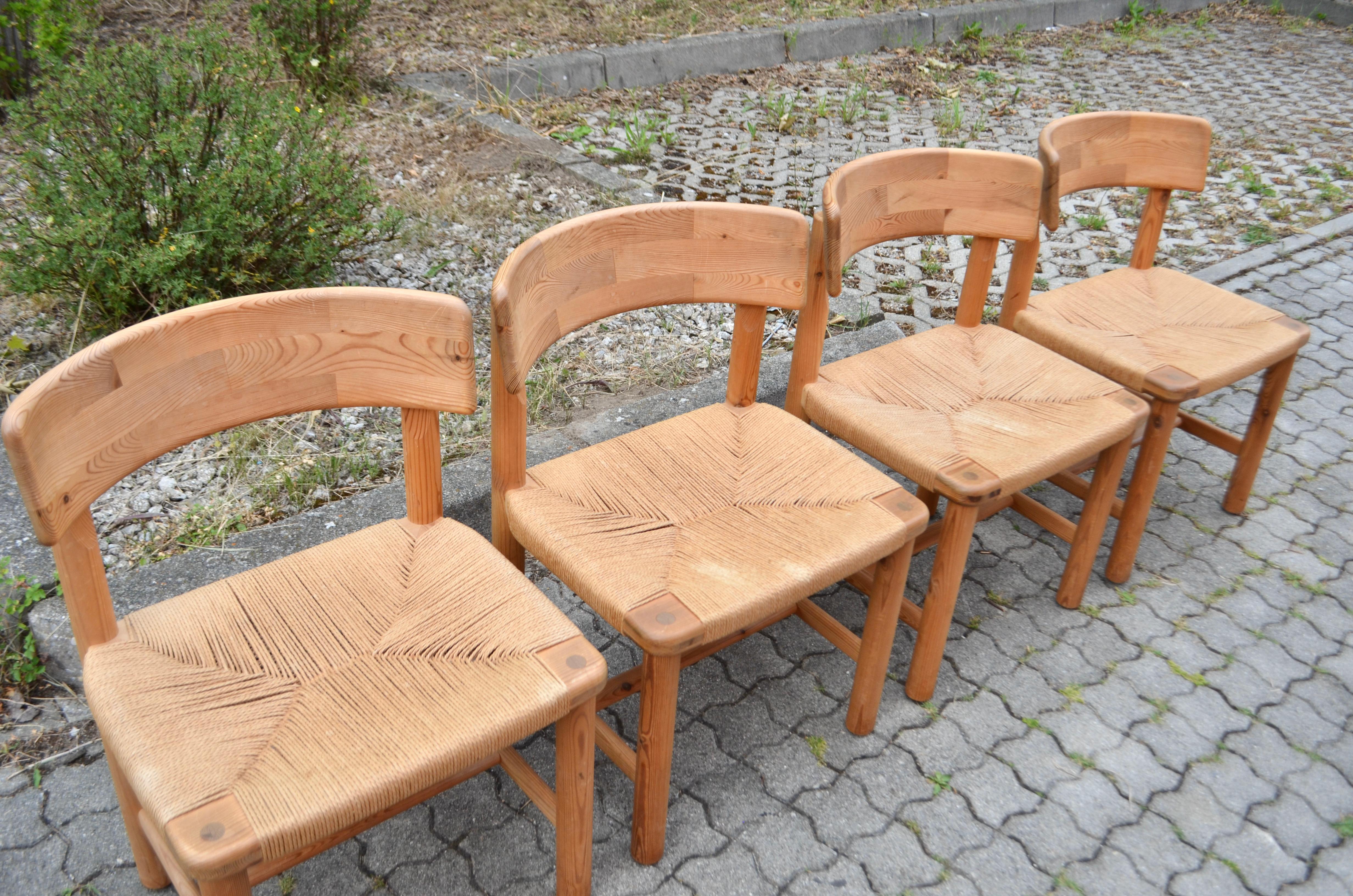 Mid-Century Modern Rainer Daumiller Danish Papercord Dining Chair Scandinavian Pine Set of 4