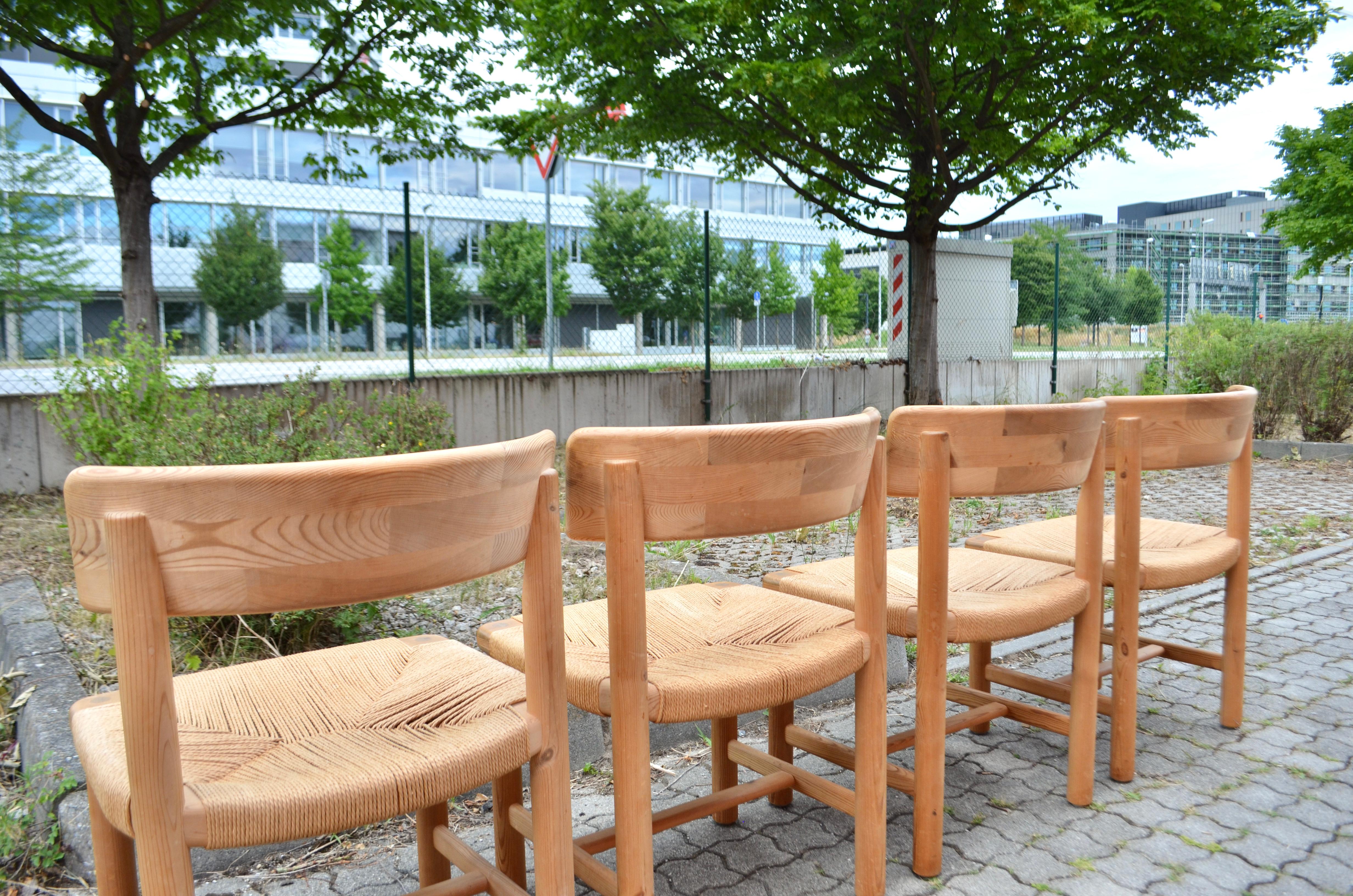 Rainer Daumiller Danish Papercord Dining Chair Scandinavian Pine Set of 4 In Good Condition In Munich, Bavaria