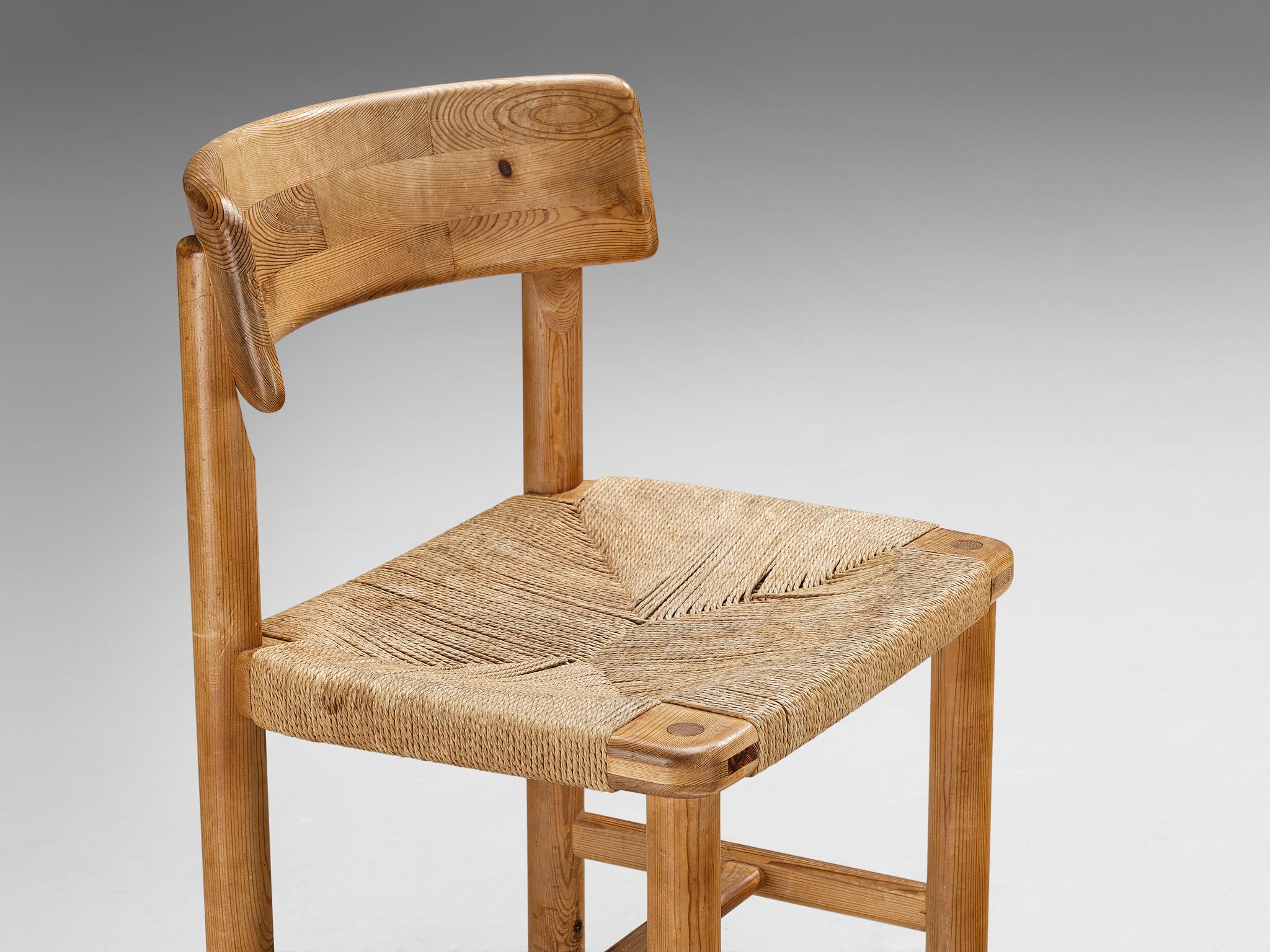 Fin du 20e siècle Chaise de salle à manger Rainer Daumiller en pin et cordon papier 