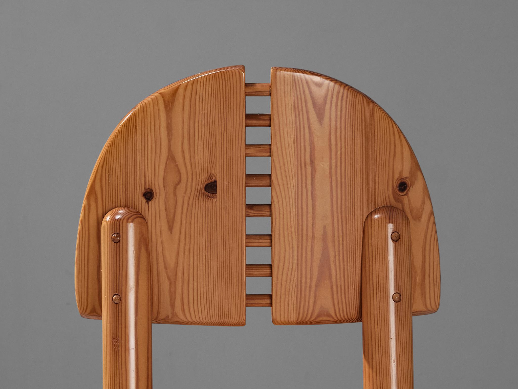 Scandinavian Modern Rainer Daumiller Dining Chair with Detailed Back in Pine For Sale