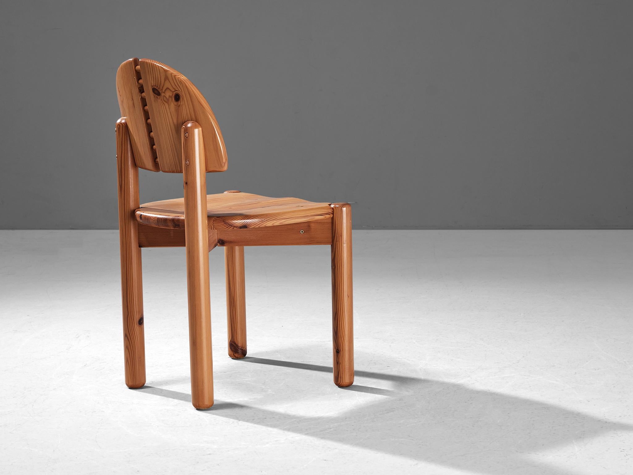 Danish Rainer Daumiller Dining Chair with Detailed Back in Pine For Sale