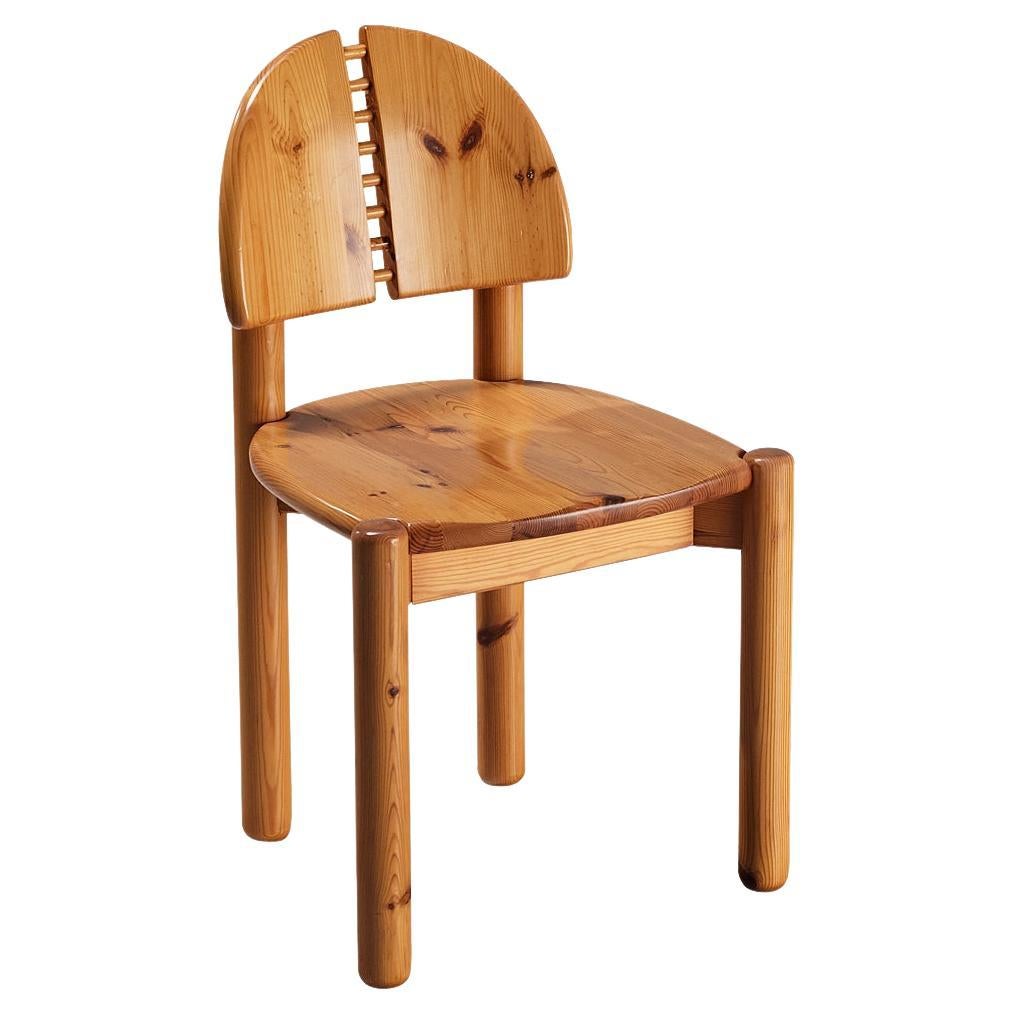 Rainer Daumiller Dining Chair with Detailed Back in Pine For Sale