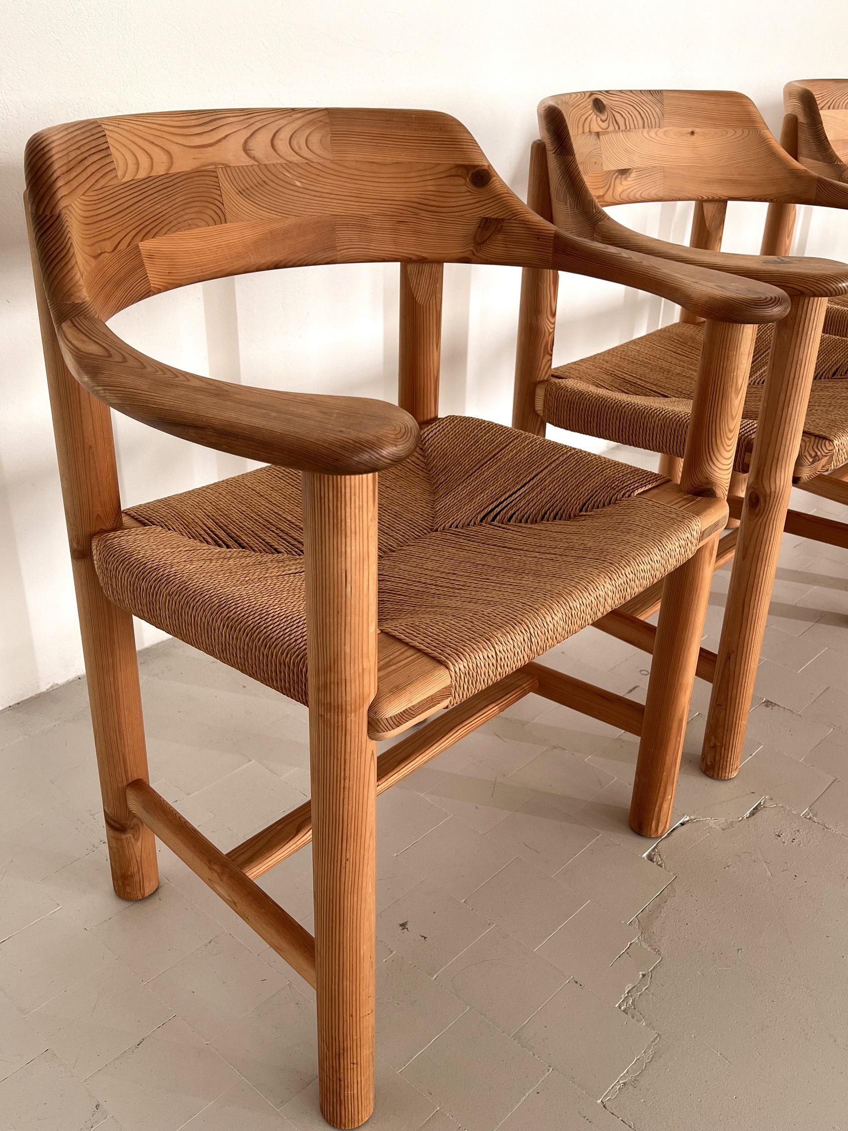 Rainer Daumiller Dining Chairs in Pine and Paper Cord, 1970s For Sale 2
