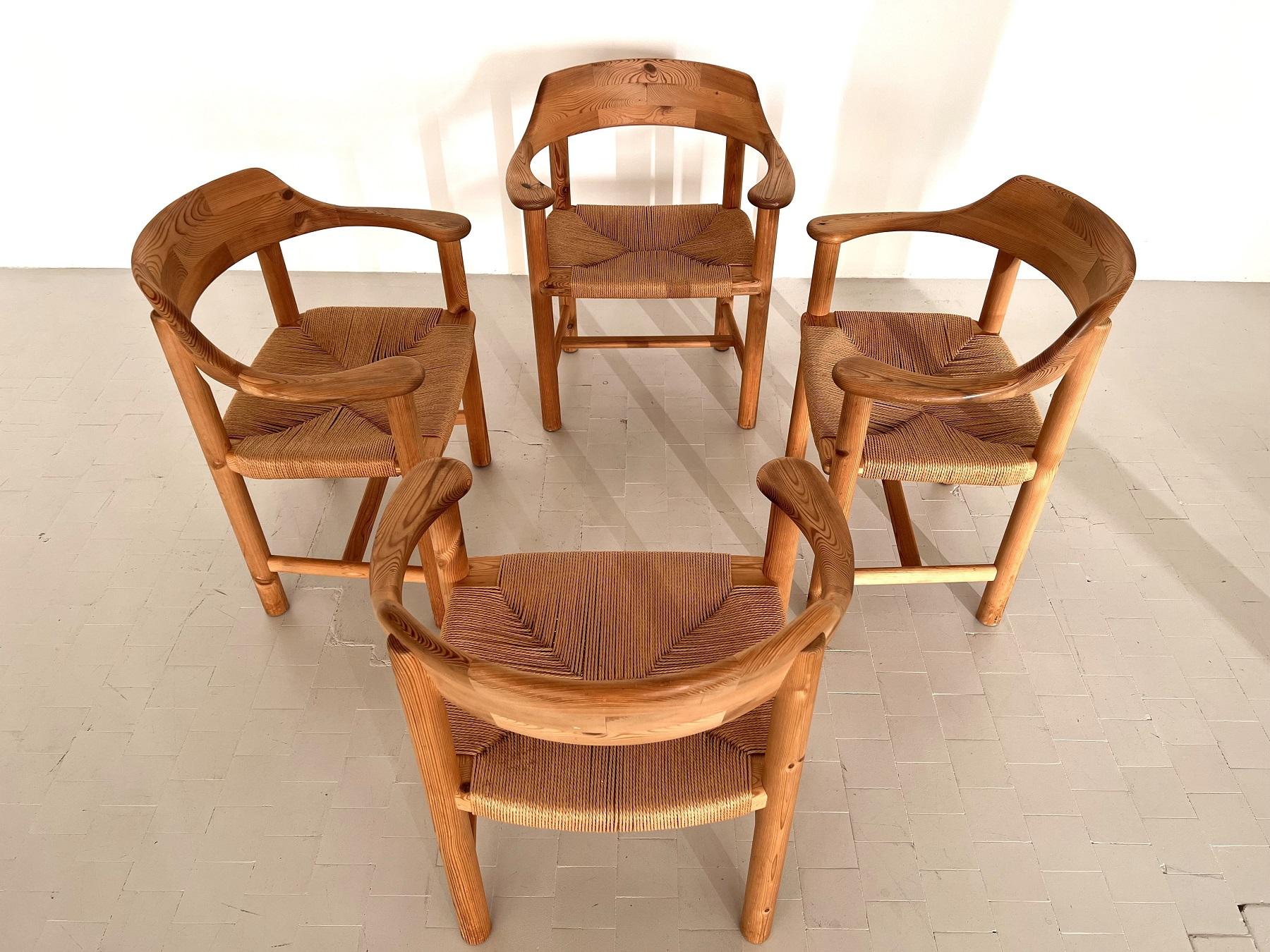 Rainer Daumiller Dining Chairs in Pine and Paper Cord, 1970s For Sale 3