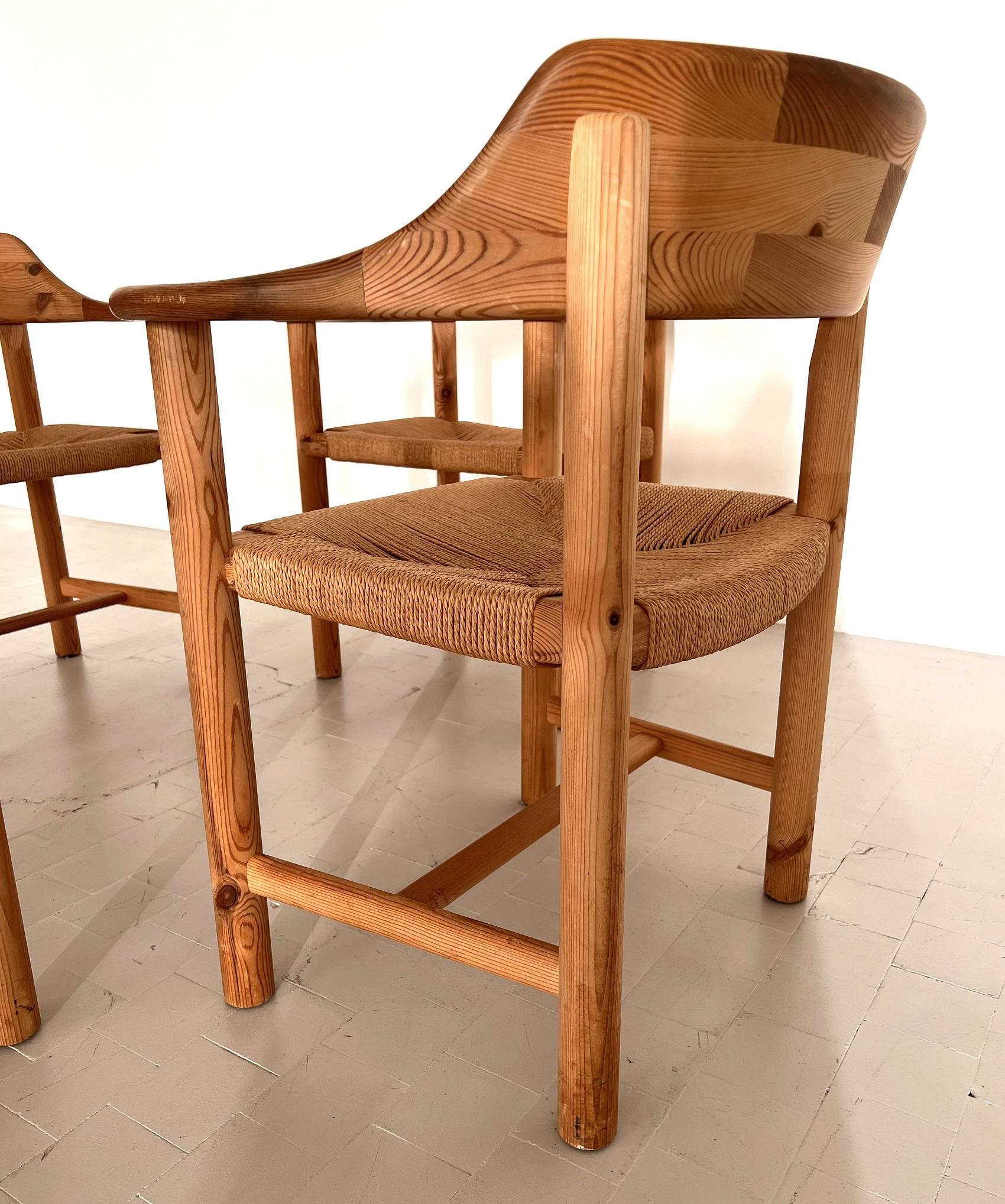 Rainer Daumiller Dining Chairs in Pine and Paper Cord, 1970s For Sale 4