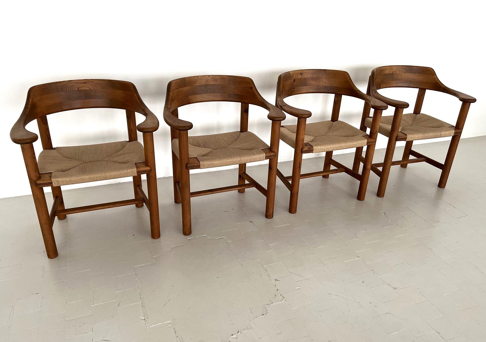 Rainer Daumiller Dining Chairs in Pine and New Paper Cord, 1970s For Sale 4