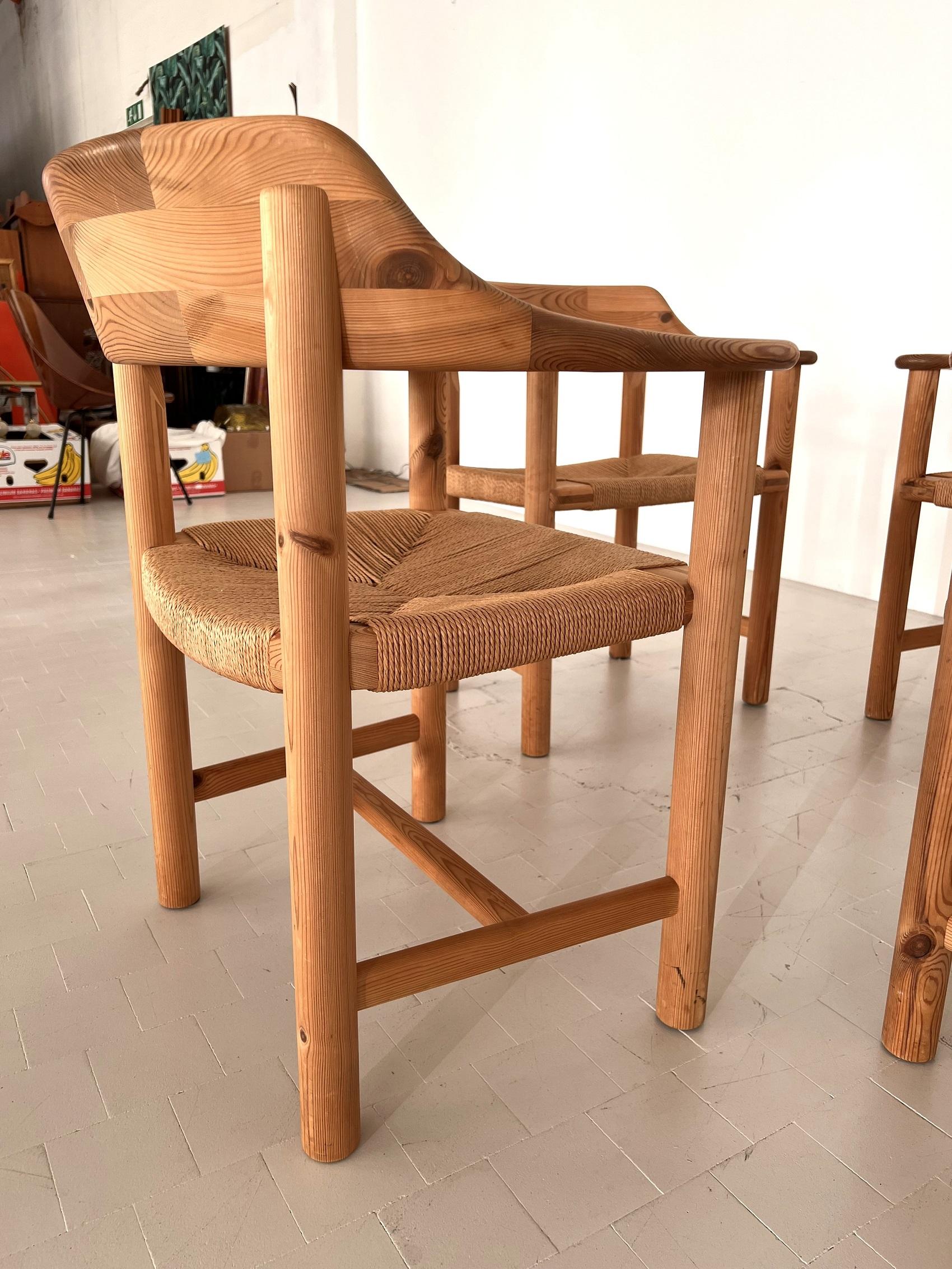 Rainer Daumiller Dining Chairs in Pine and Paper Cord, 1970s For Sale 5