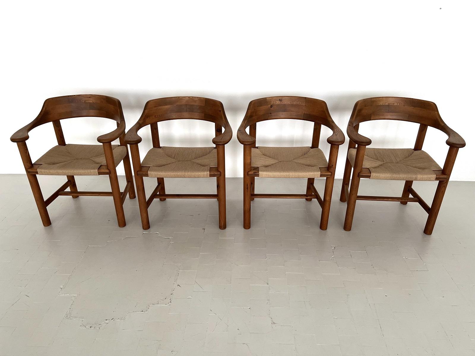 Rainer Daumiller Dining Chairs in Pine and New Paper Cord, 1970s For Sale 5