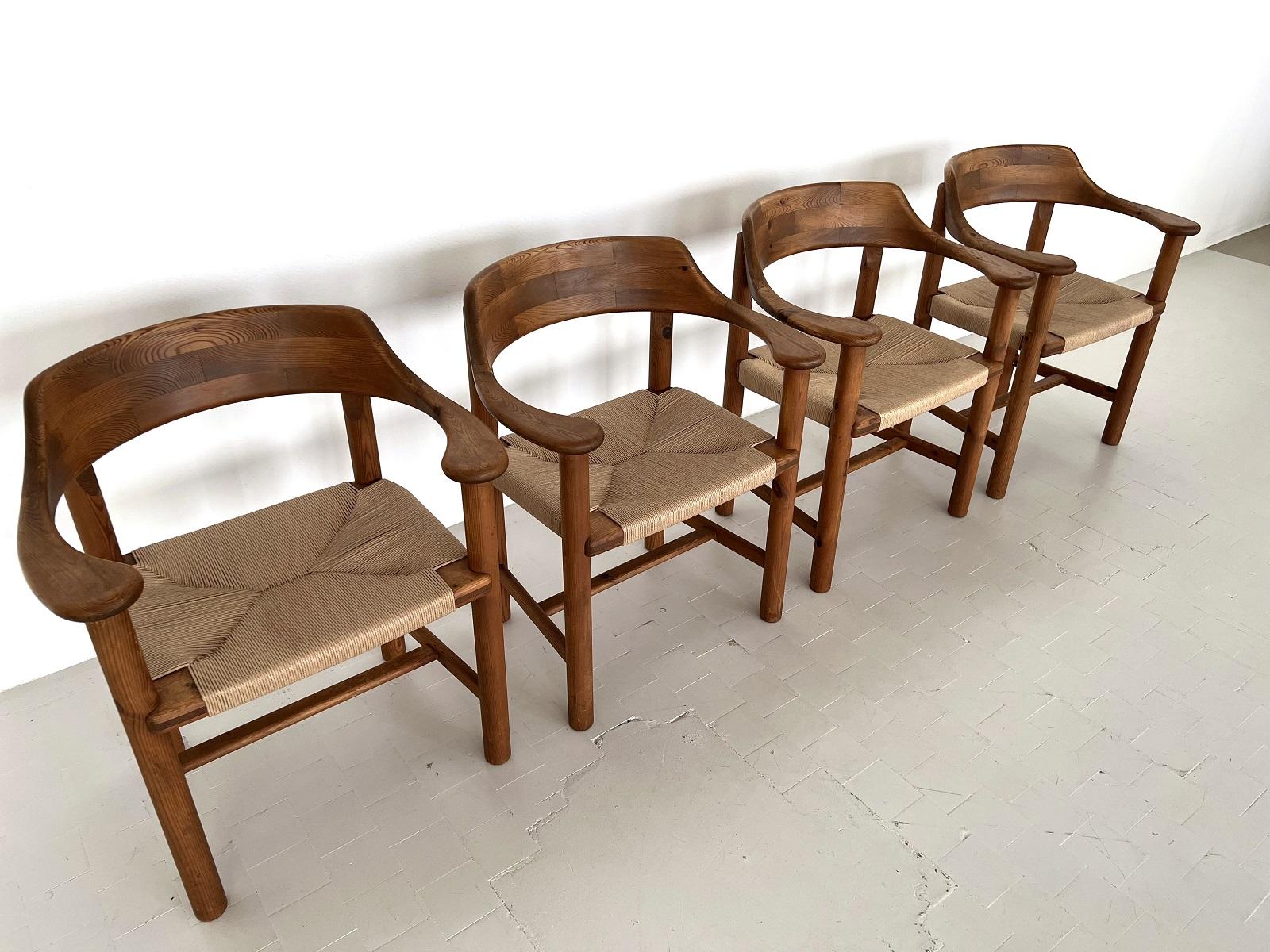 Rainer Daumiller Dining Chairs in Pine and New Paper Cord, 1970s For Sale 6