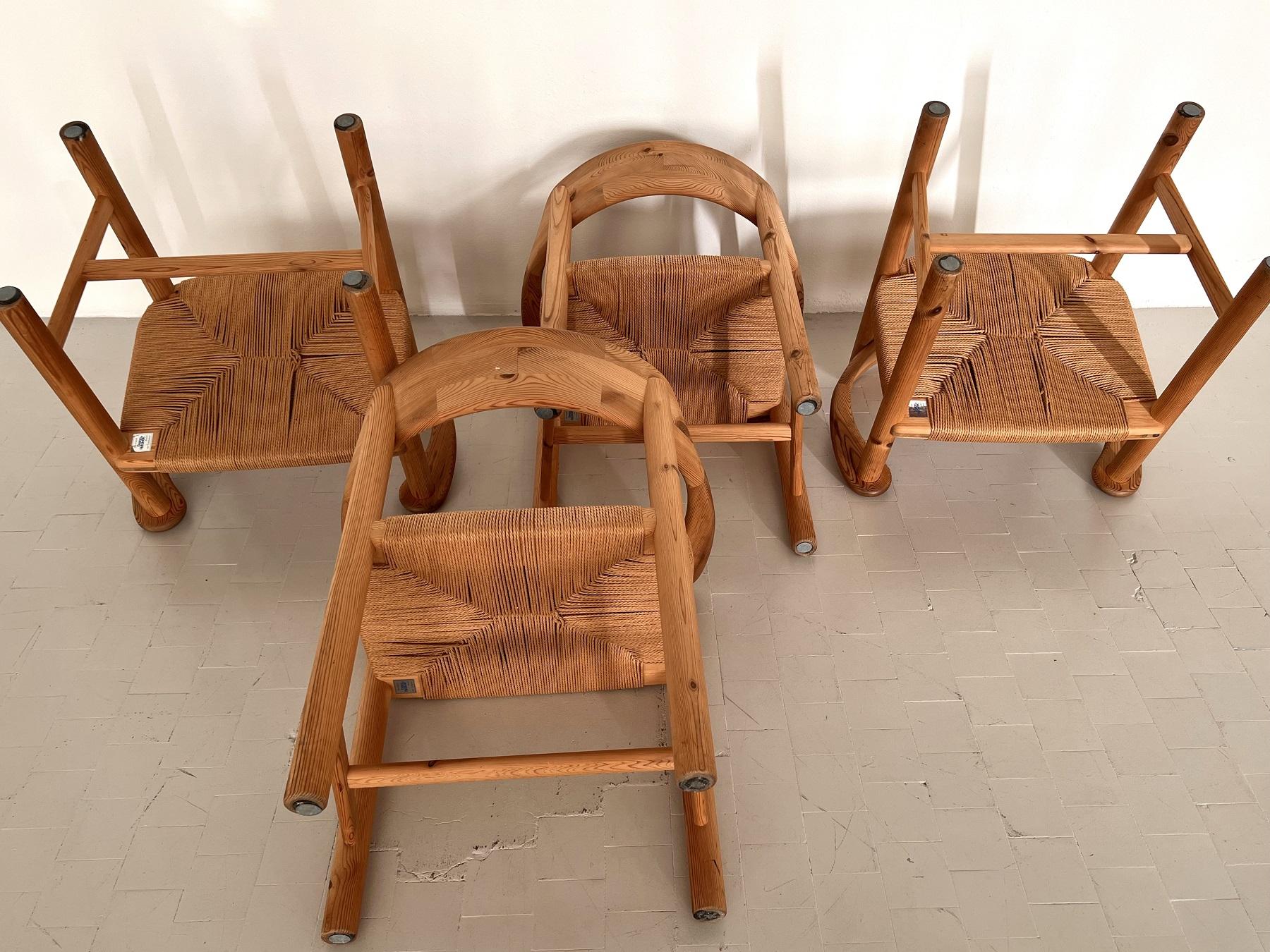 Rainer Daumiller Dining Chairs in Pine and Paper Cord, 1970s For Sale 8