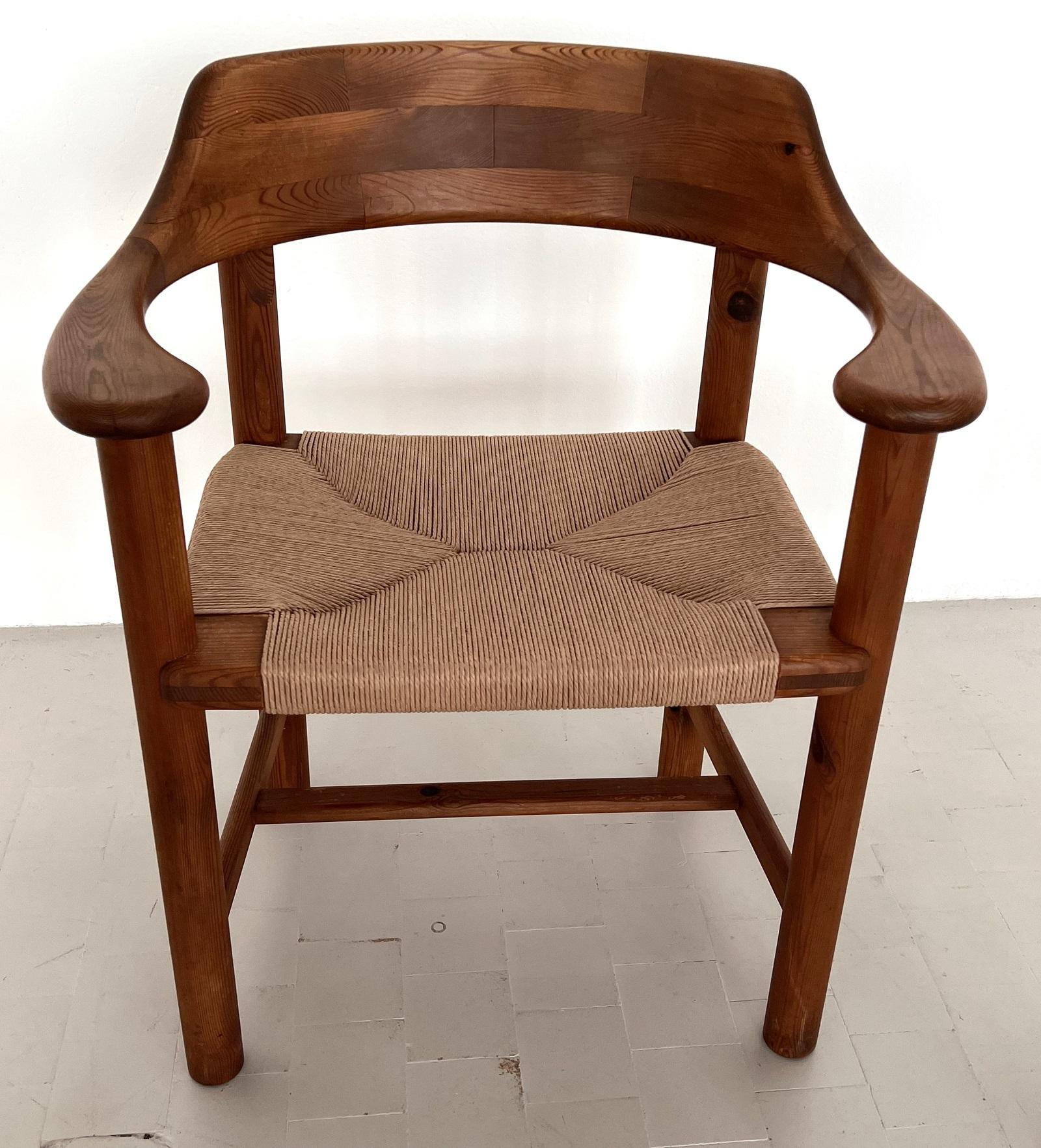 Rainer Daumiller Dining Chairs in Pine and New Paper Cord, 1970s For Sale 1
