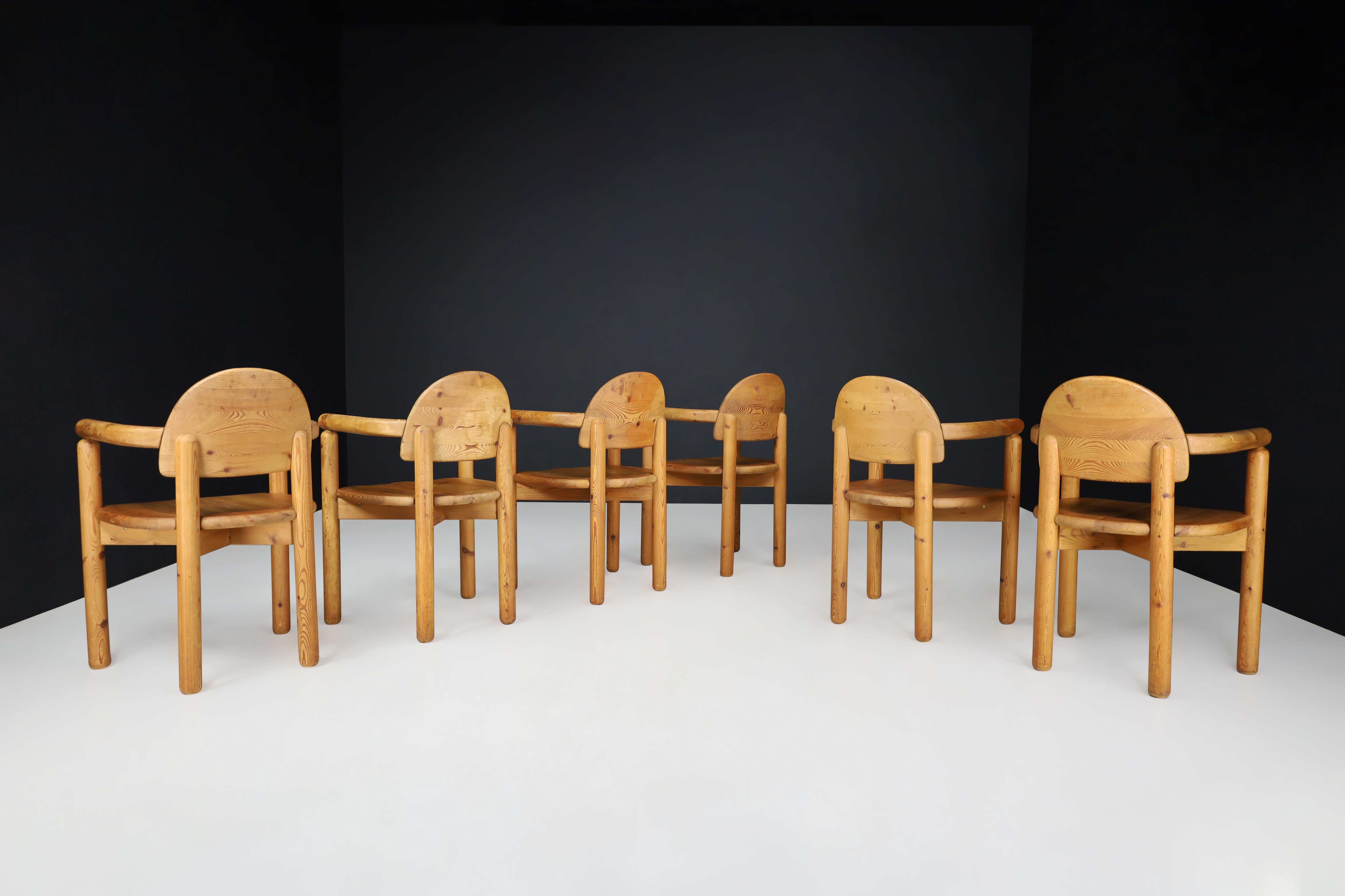 Danish Rainer Daumiller Dining Room Chairs in Solid Pine, 1970s, Denmark Set/6
