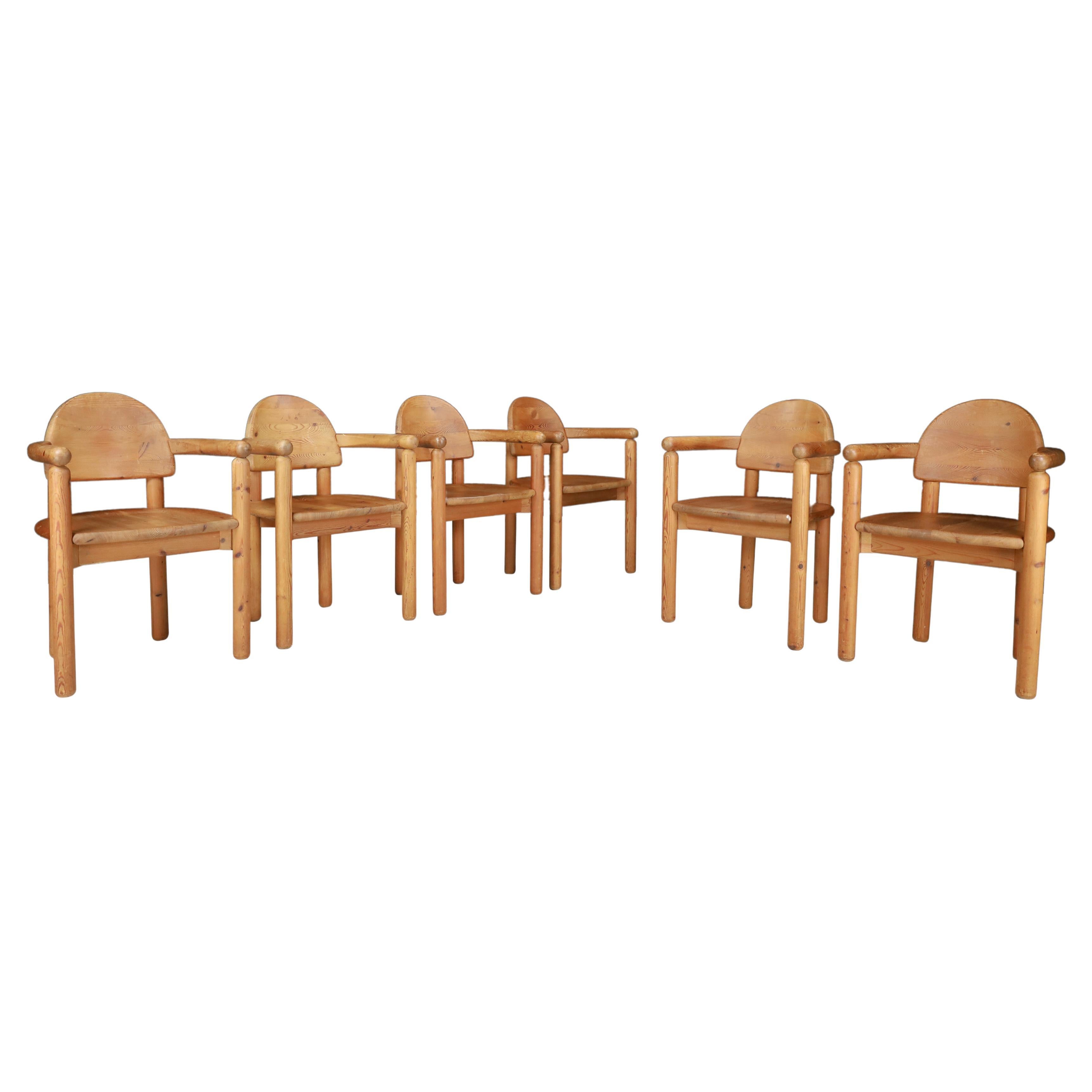 Rainer Daumiller Dining Room Chairs in Solid Pine, 1970s, Denmark Set/6