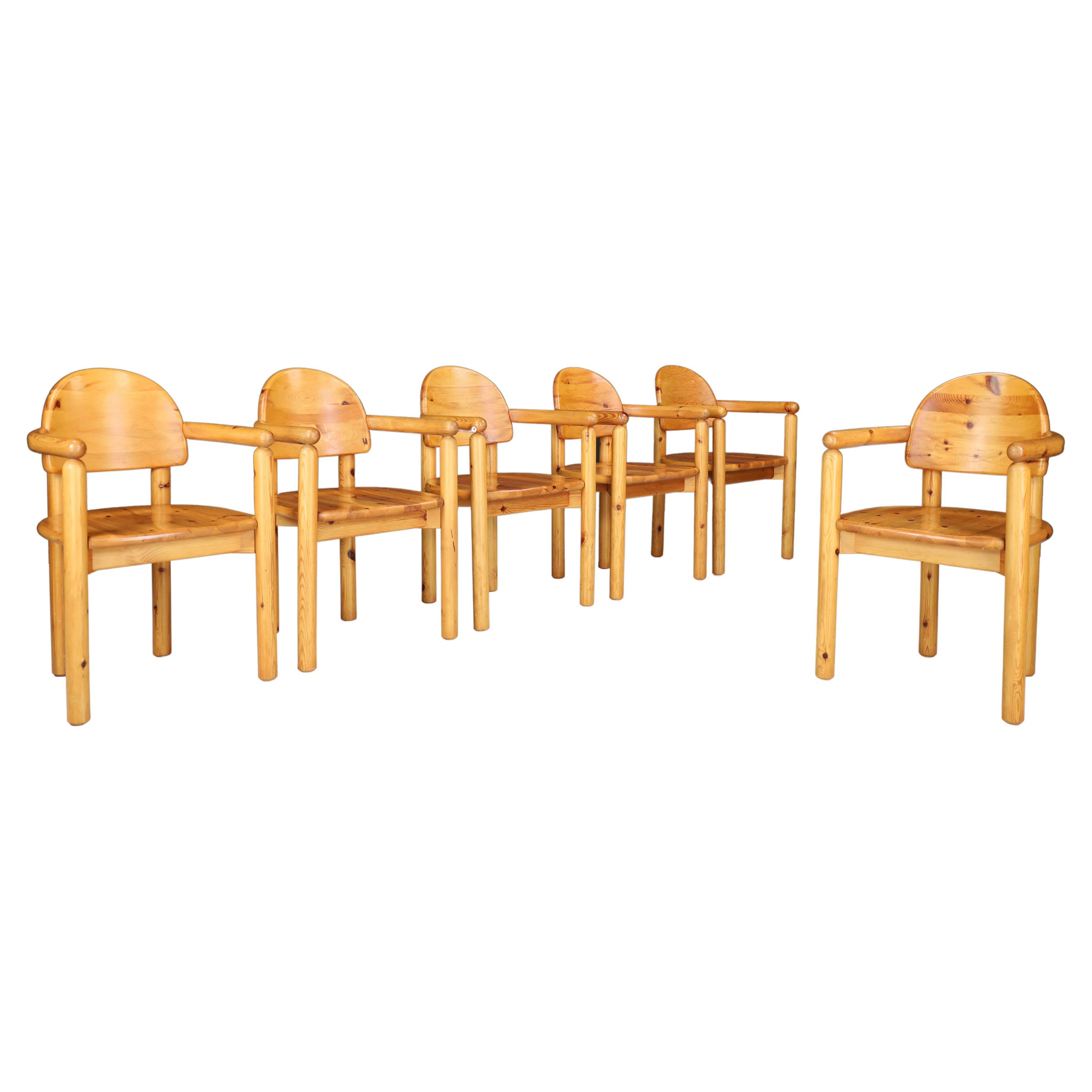 Rainer Daumiller Dining Room Chairs in Solid Pine, 1970s, Denmark Set/6 For Sale