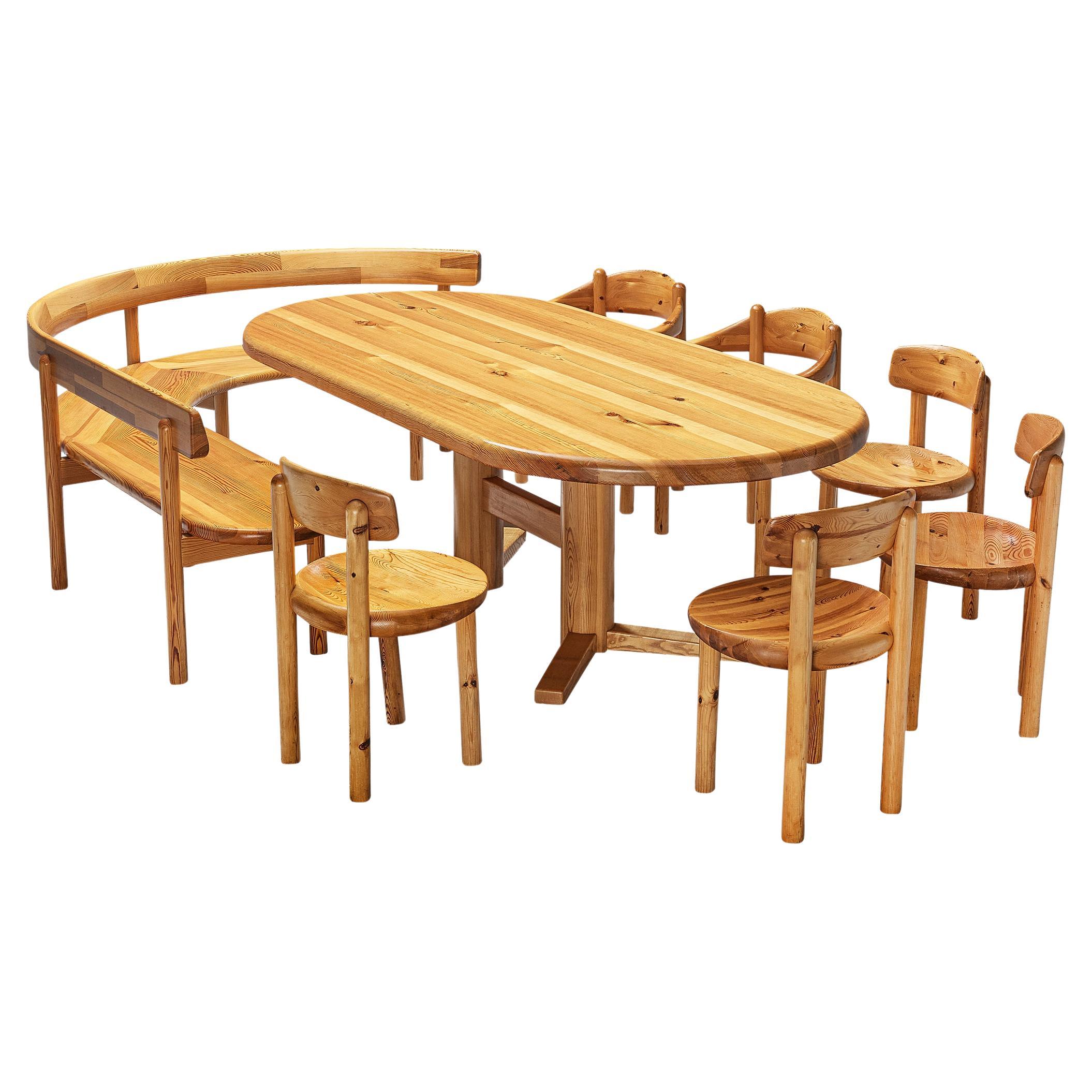Rainer Daumiller Dining Room Set with Table Bench and Set of Chairs in Pine