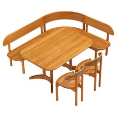 Rainer Daumiller Dining Room Set with Table Bench and Set of Chairs in Wood