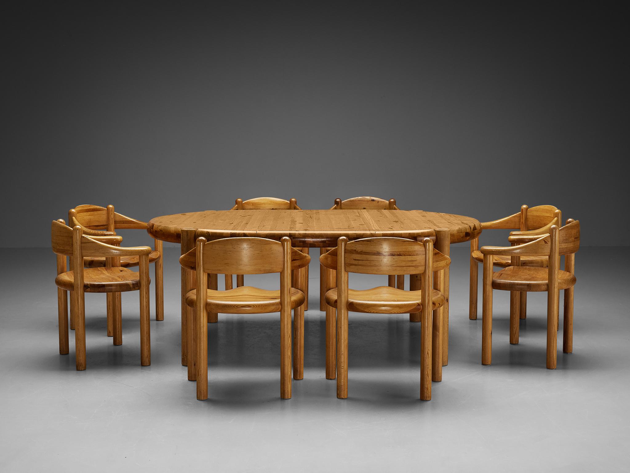 Scandinavian Modern Rainer Daumiller Extendable Dining Table with Dining Chairs in Solid Pine 