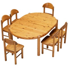 Used Rainer Daumiller Extendable Dining Table with Dining Chairs in Solid Pine 