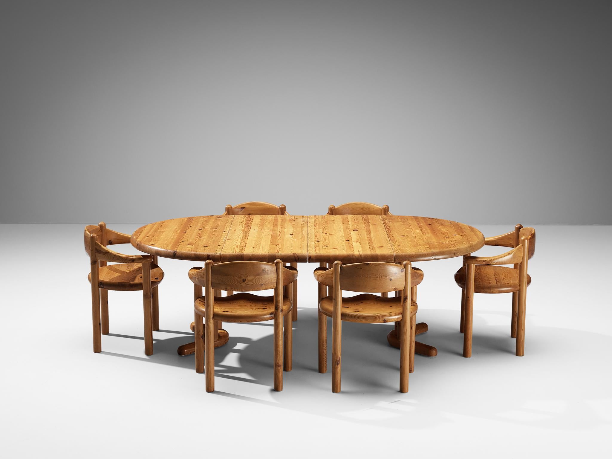 Danish Rainer Daumiller Extendable Dining Table with Six Dining Chairs in Pine
