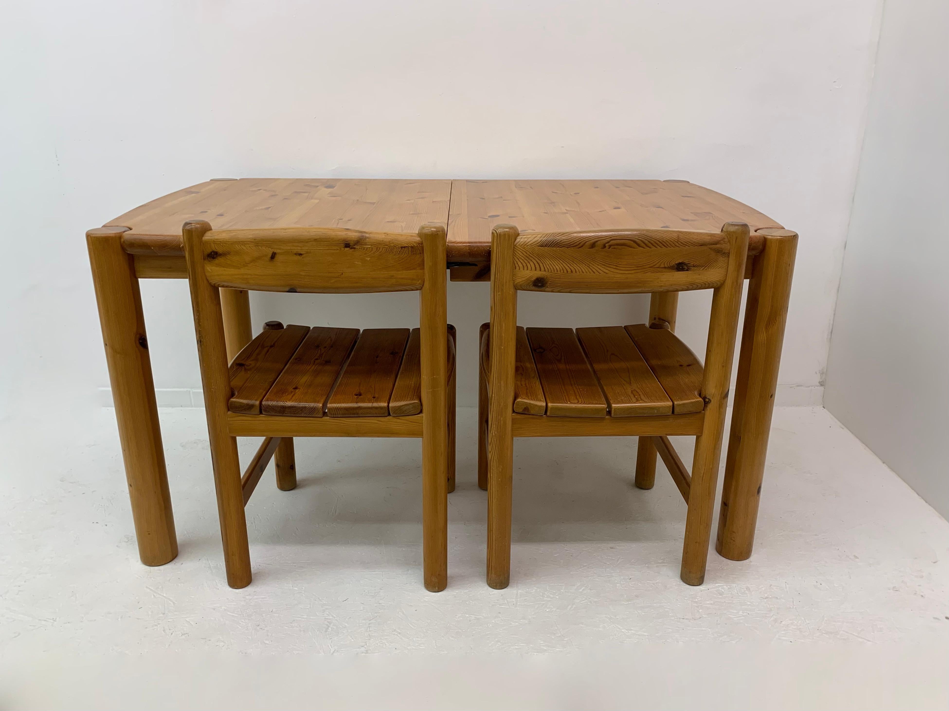 Table de salle à manger Rainer Daumiller en bois de pin à rallonge, 1970 en vente 7