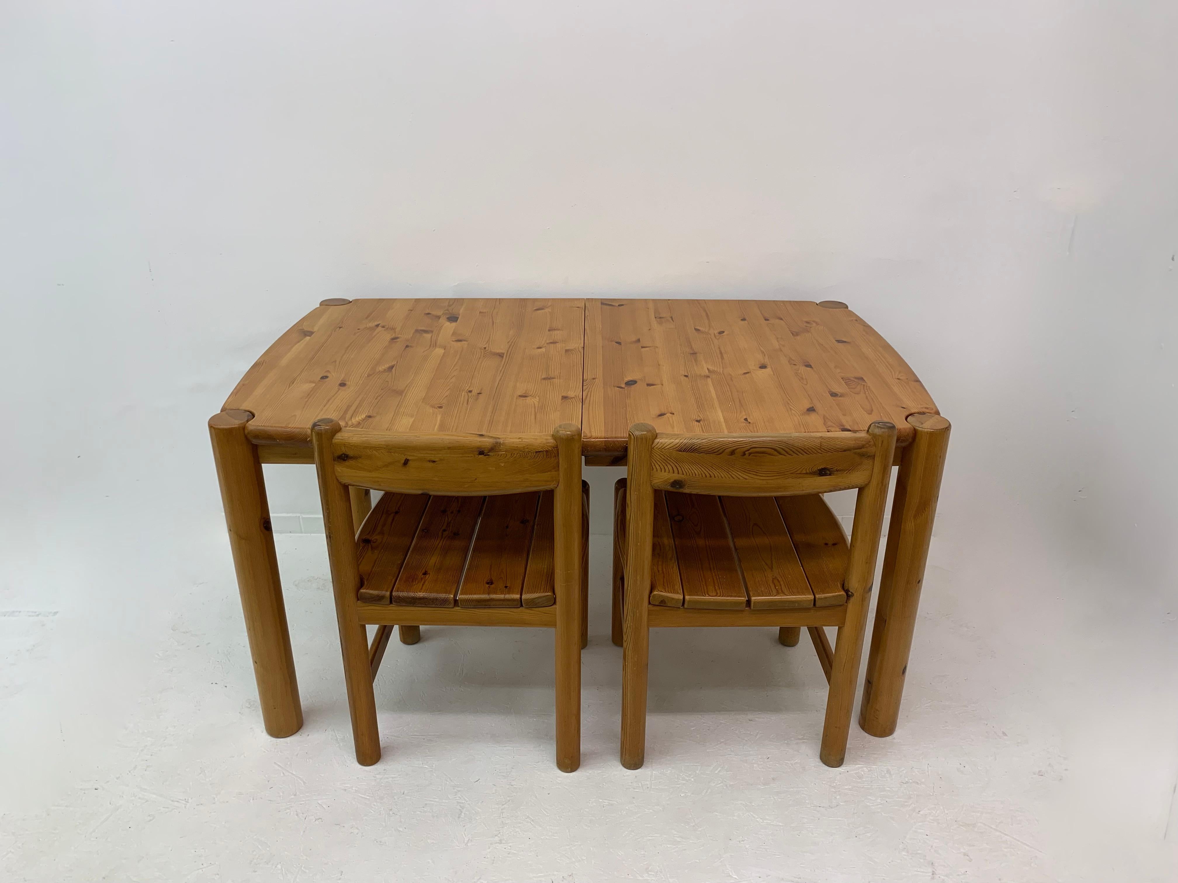 Table de salle à manger Rainer Daumiller en bois de pin à rallonge, 1970 en vente 8