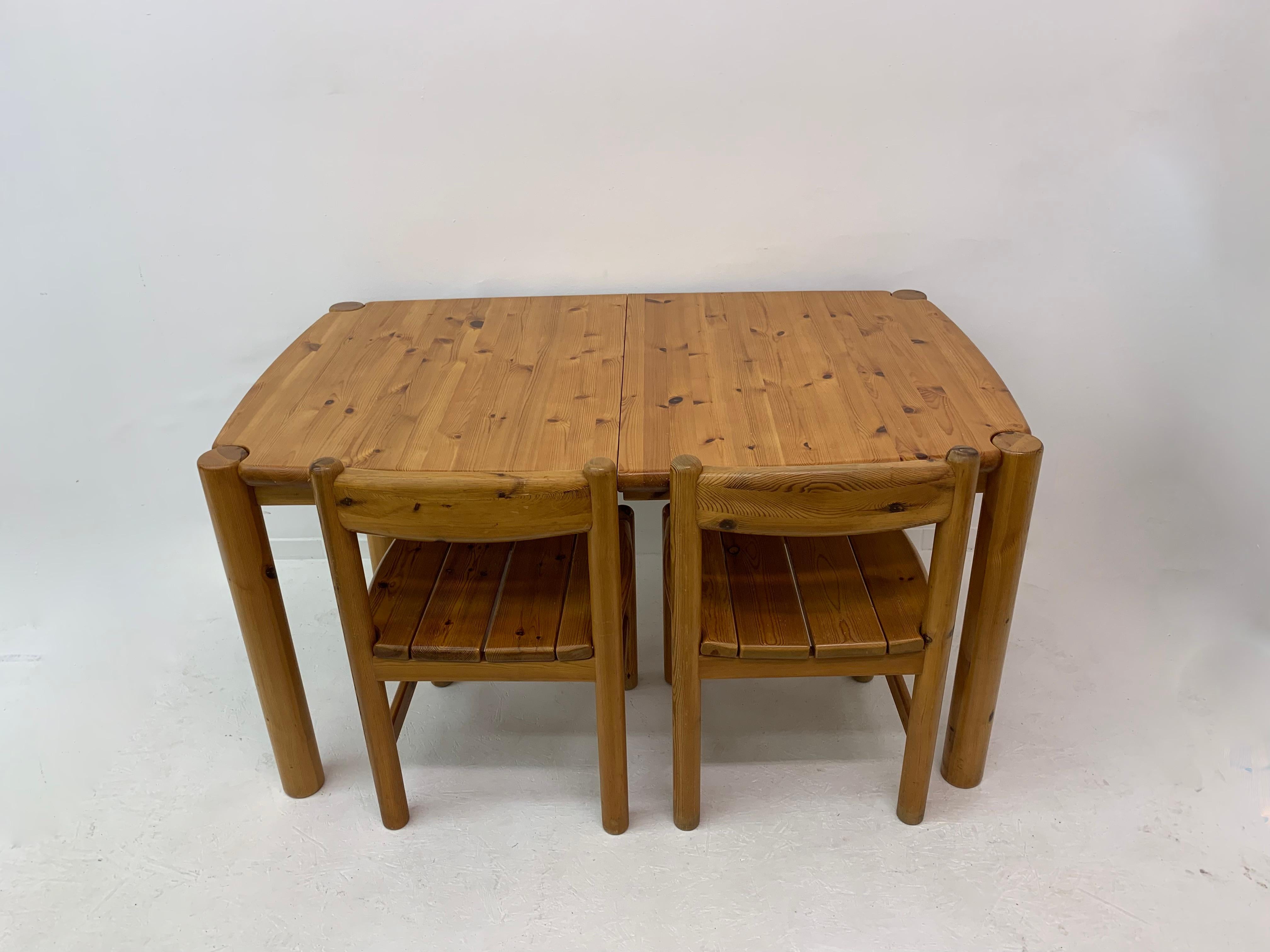 Table de salle à manger Rainer Daumiller en bois de pin à rallonge, 1970 en vente 9