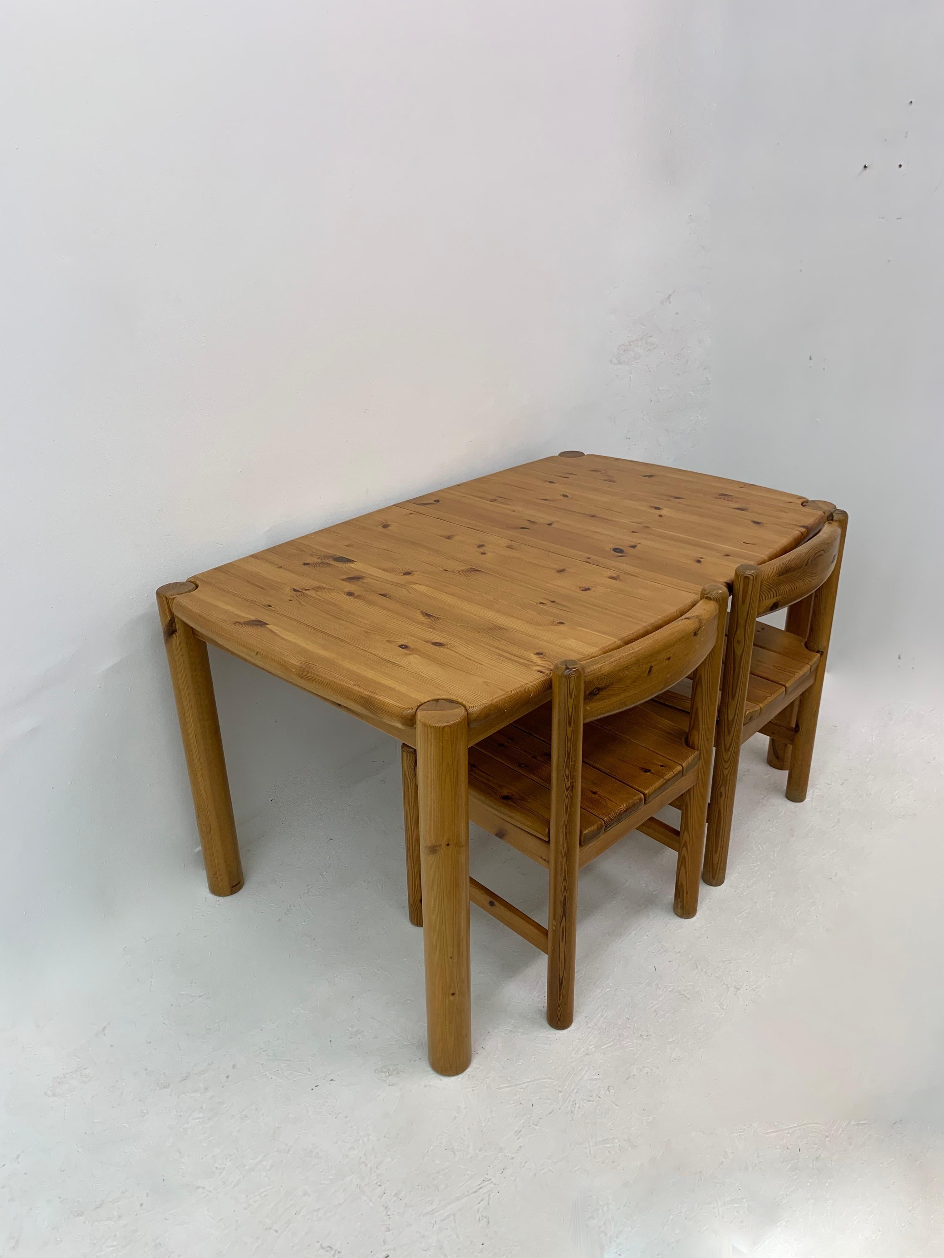 Table de salle à manger Rainer Daumiller en bois de pin à rallonge, 1970 en vente 12