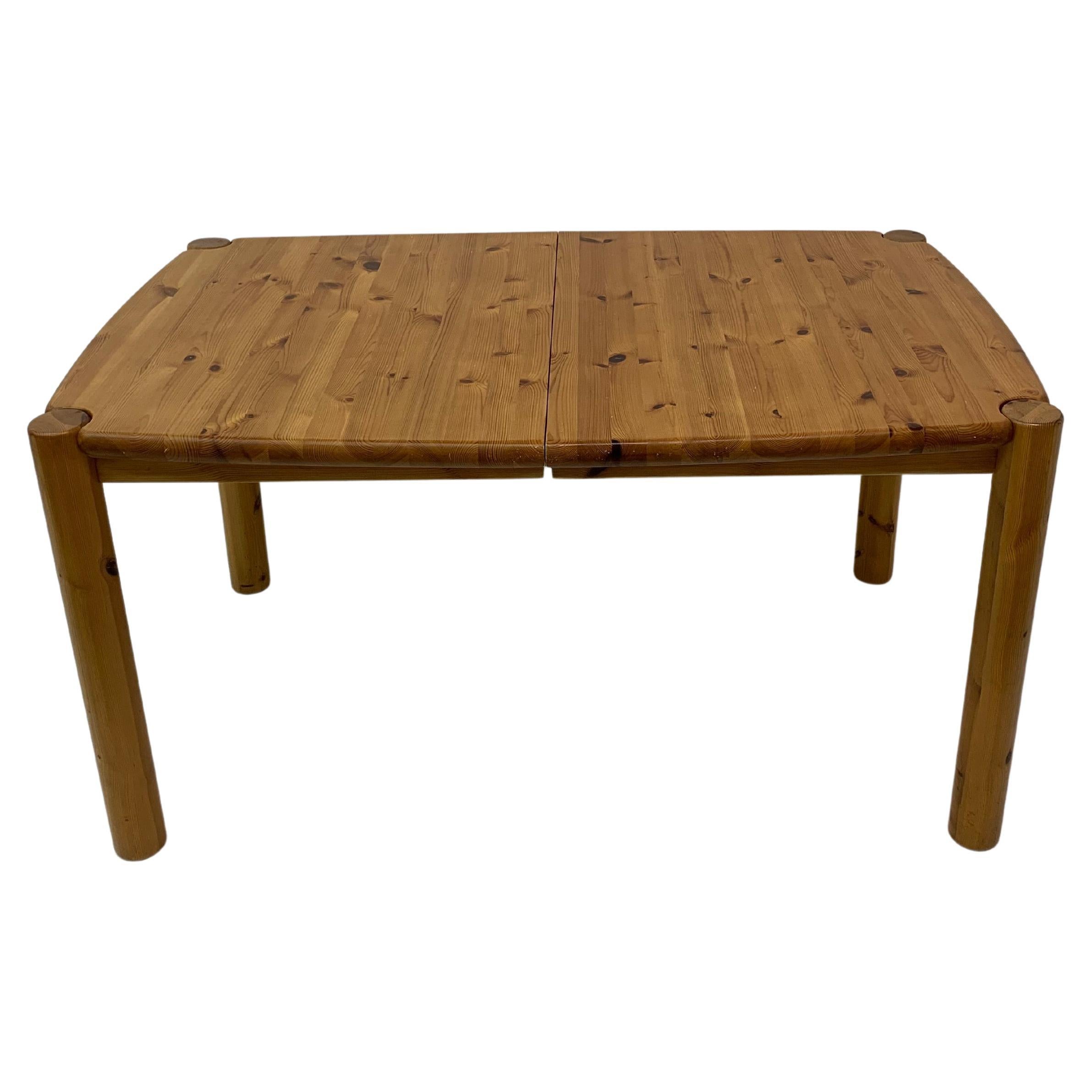 Table de salle à manger Rainer Daumiller en bois de pin à rallonge, 1970 en vente