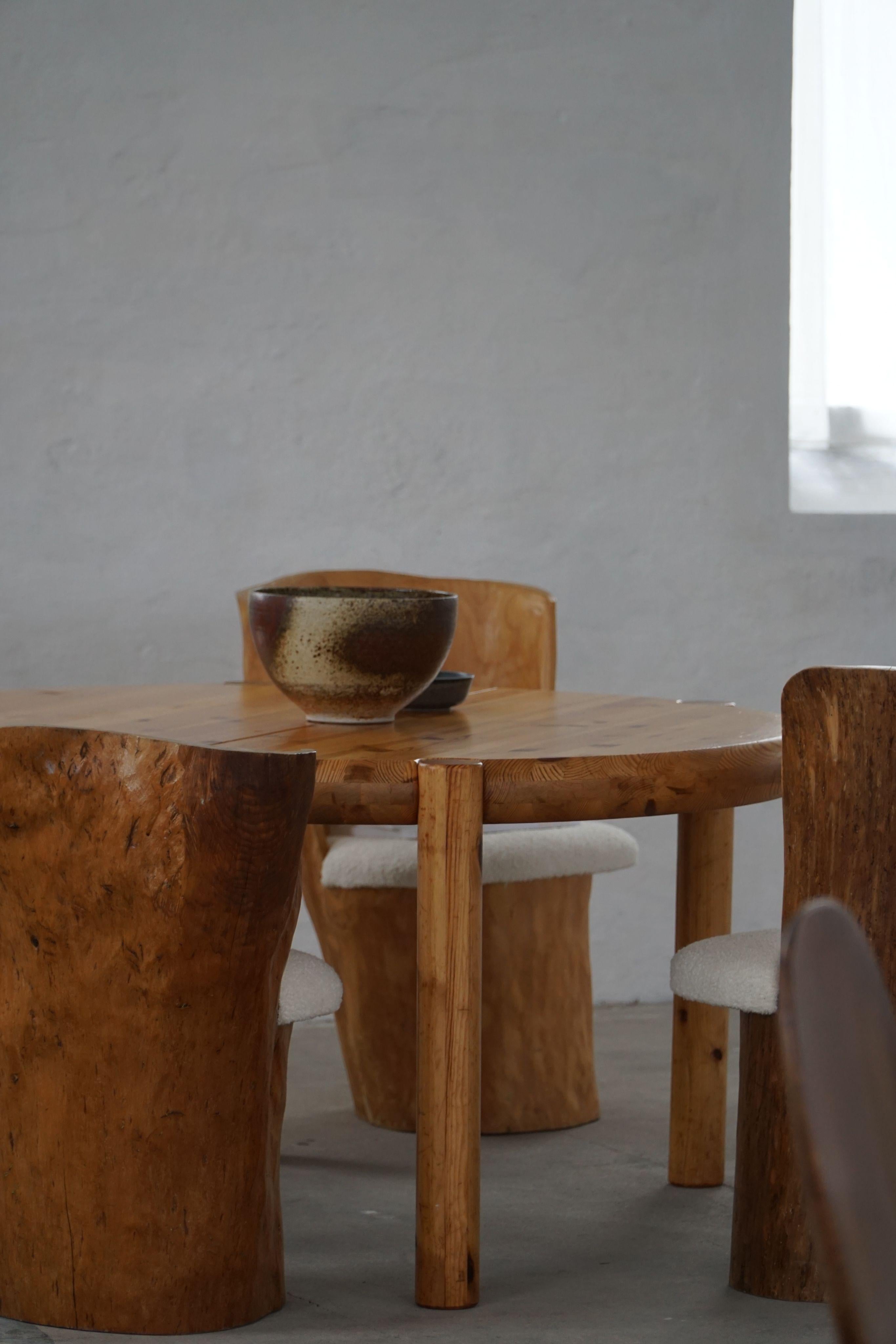 Rainer Daumiller, table de salle à manger ronde extensible en pin, modernité danoise, années 1970 en vente 5