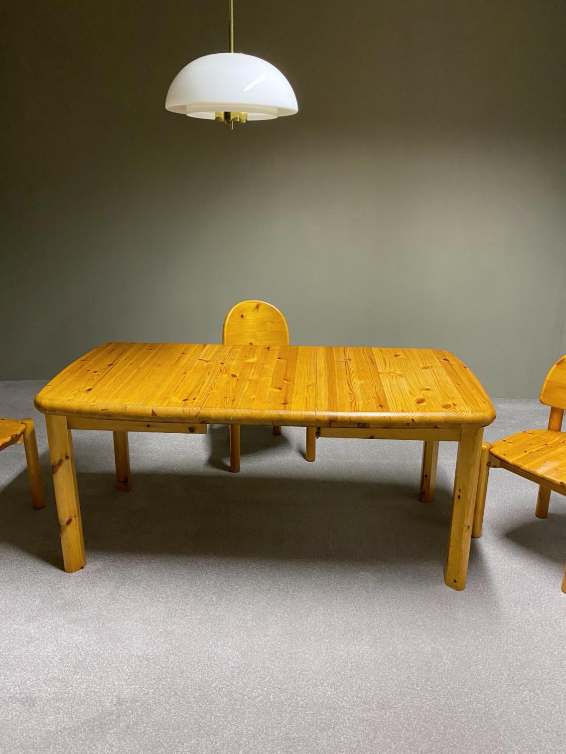 20th Century Rainer Daumiller for Hirtshals Savvaerk Dining Set, Solid Pine, 1970s, Denmark For Sale