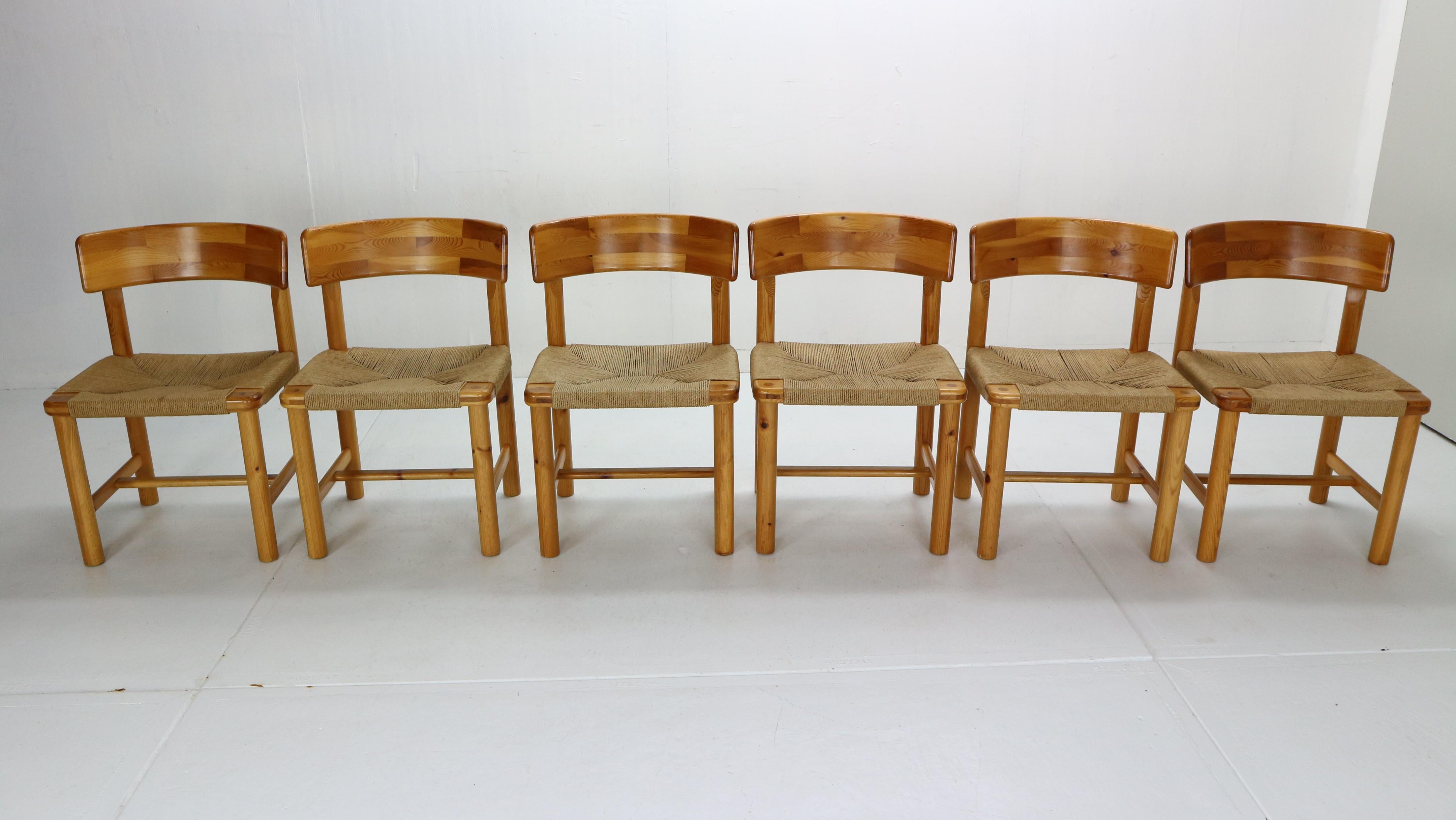 Mid-Century Modern Rainer Daumiller for Hirtshals Sawmill Set of 6 Dining Room Chairs, Denmark 1970