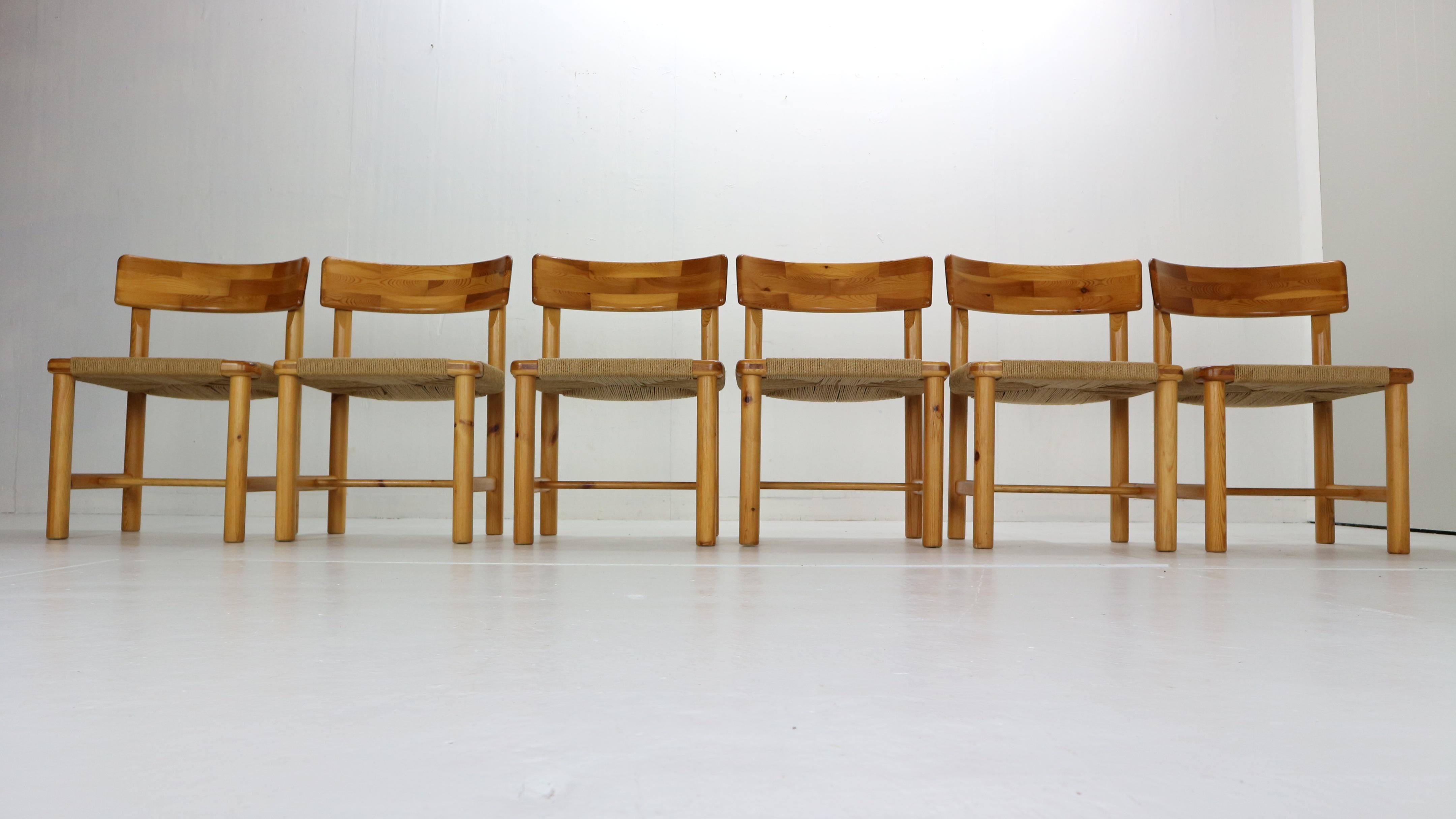Danish Rainer Daumiller for Hirtshals Sawmill Set of 6 Dining Room Chairs, Denmark 1970