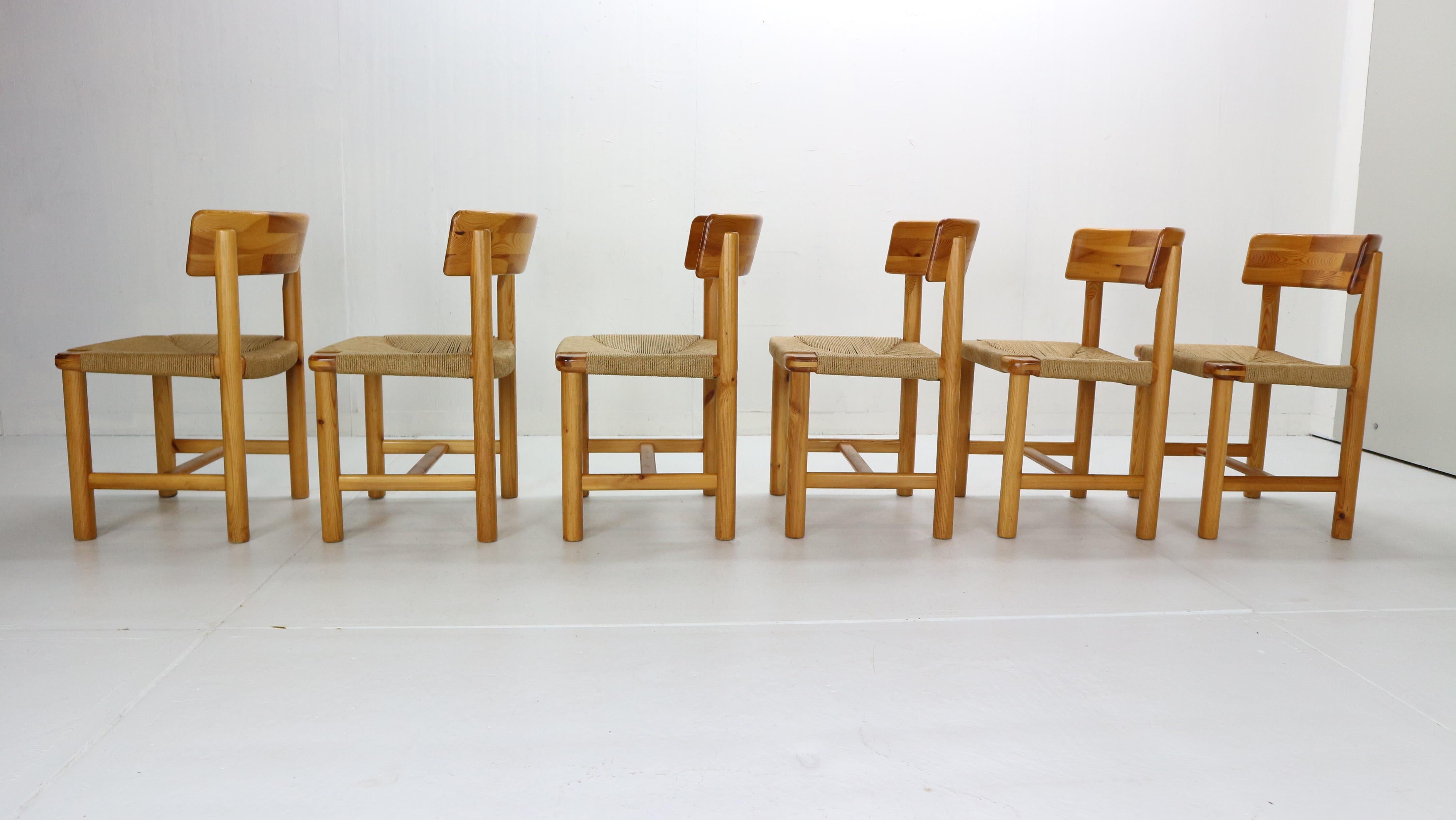 Woodwork Rainer Daumiller for Hirtshals Sawmill Set of 6 Dining Room Chairs, Denmark 1970