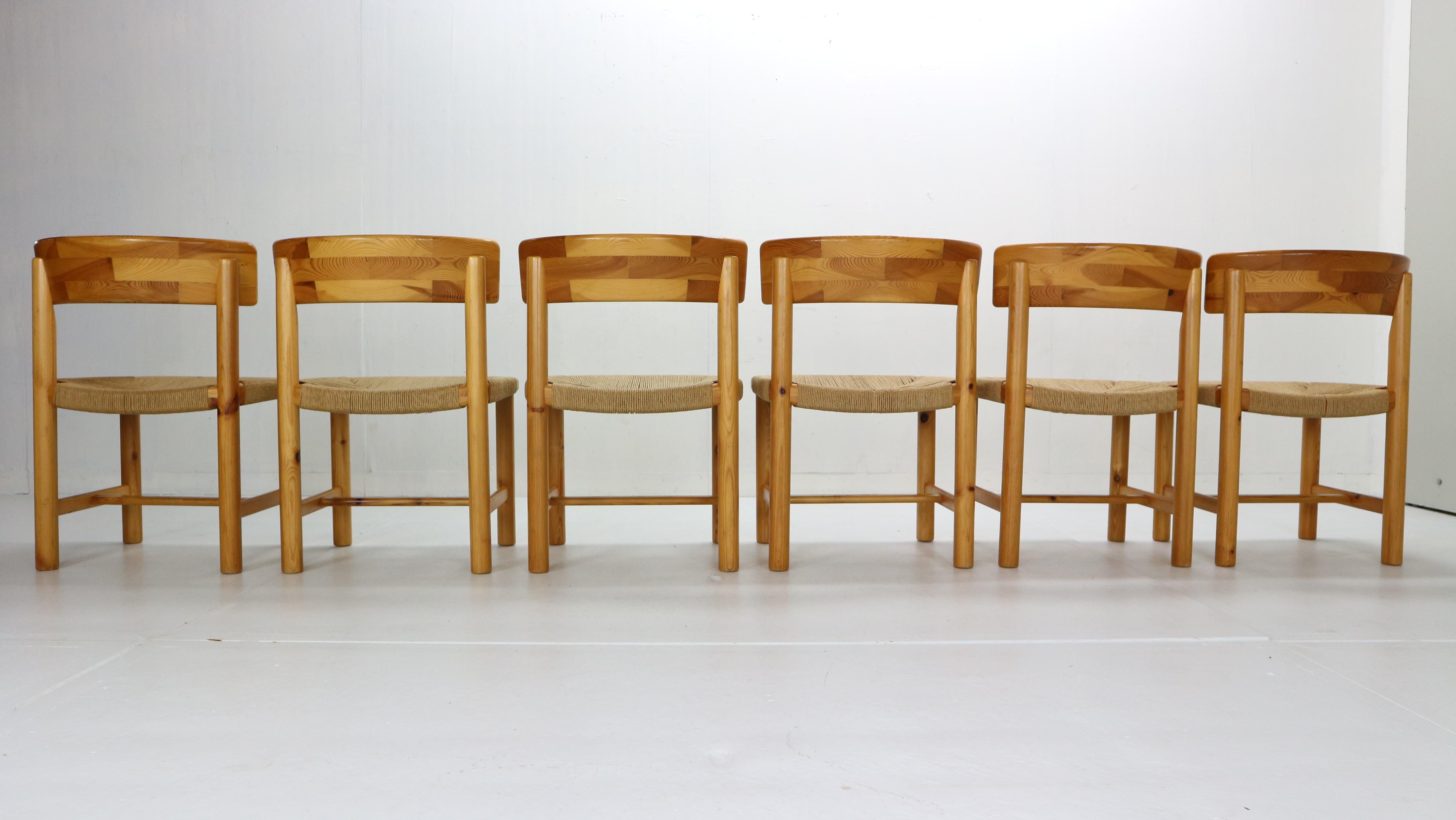 Rainer Daumiller for Hirtshals Sawmill Set of 6 Dining Room Chairs, Denmark 1970 In Good Condition In The Hague, NL