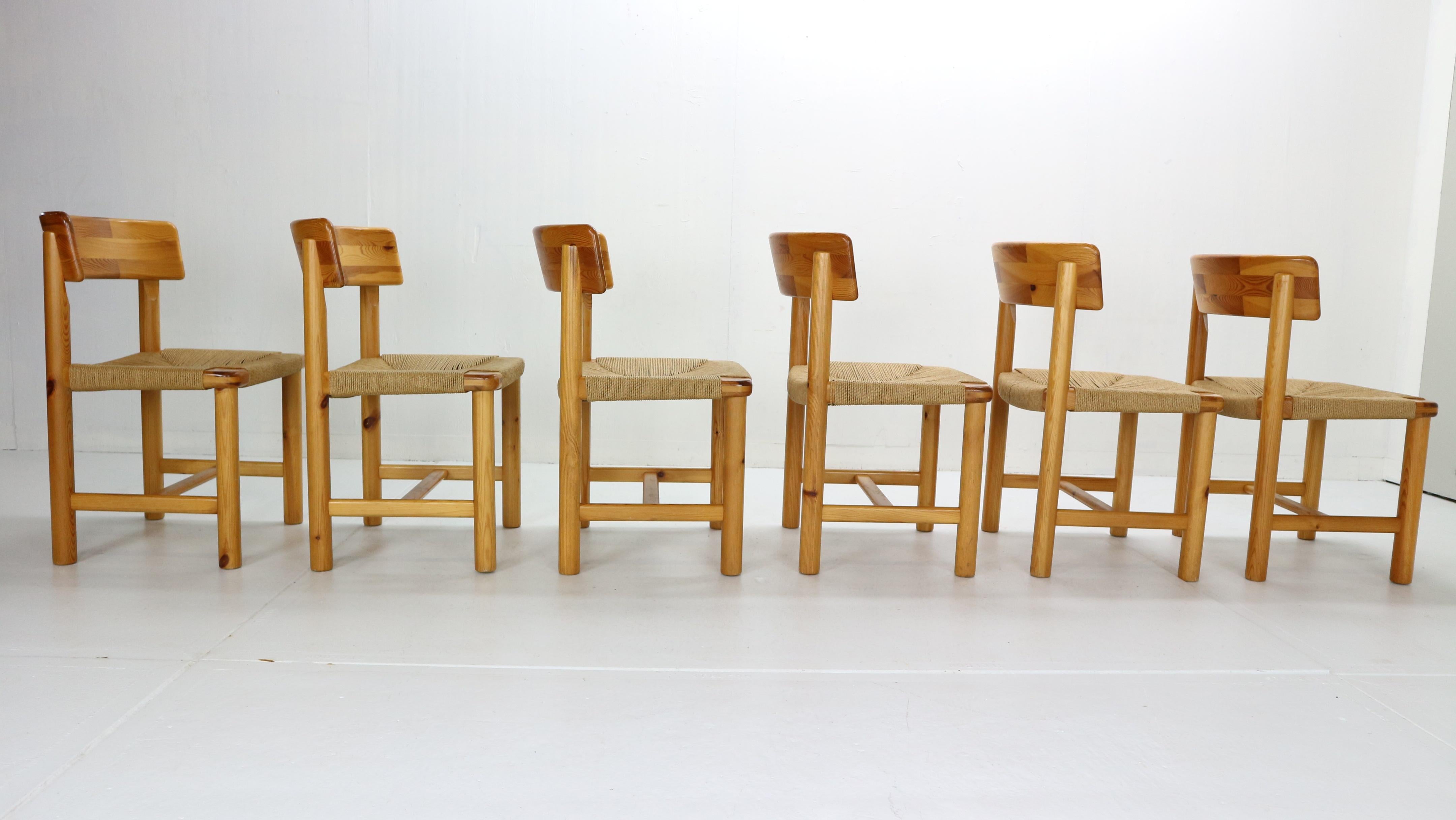 Late 20th Century Rainer Daumiller for Hirtshals Sawmill Set of 6 Dining Room Chairs, Denmark 1970
