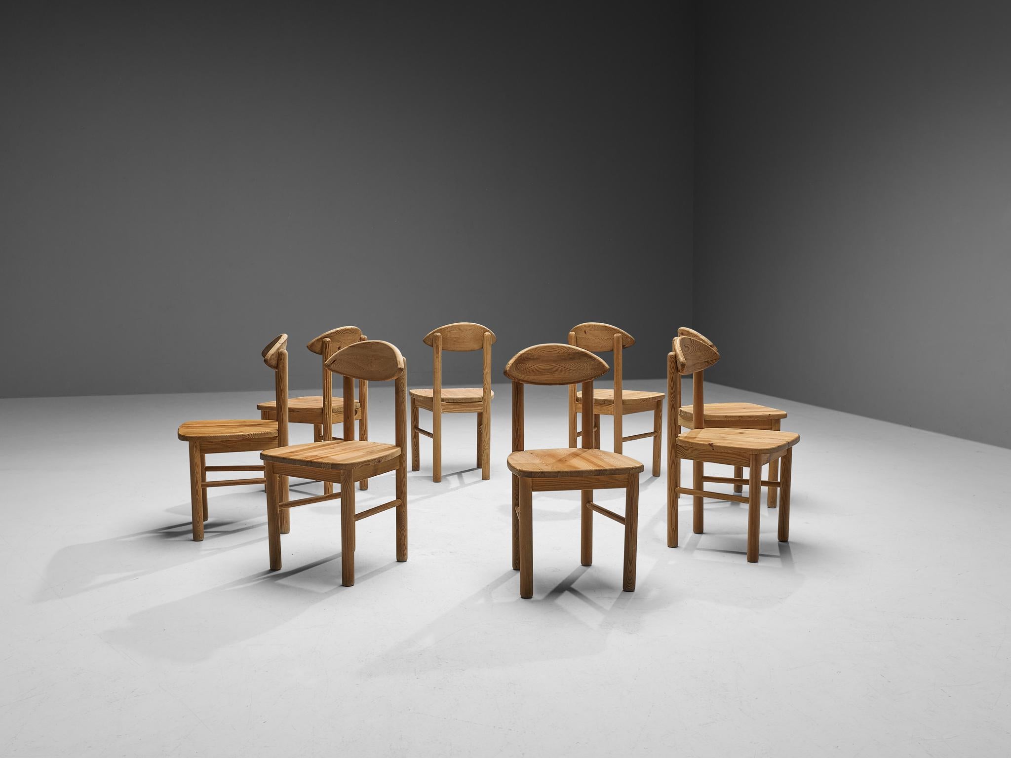 Late 20th Century Rainer Daumiller for Hirtshals Sawmill Set of Eight Dining Chairs in Pine For Sale