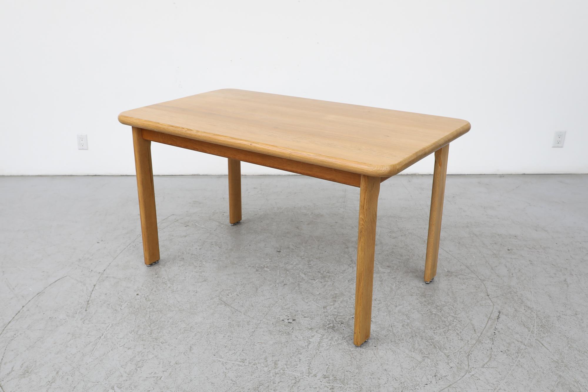 Dutch Rainer Daumiller Inspired Solid Oak Dining Table with Rounded Edges For Sale